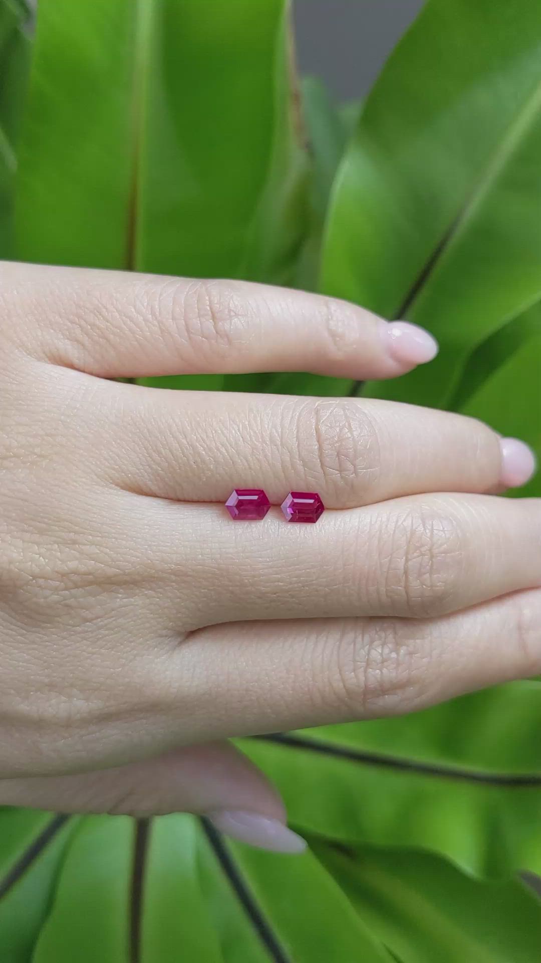 0.87 Ct.Tw.Total Carat Weight Ruby Pair from Mozambique Size Video