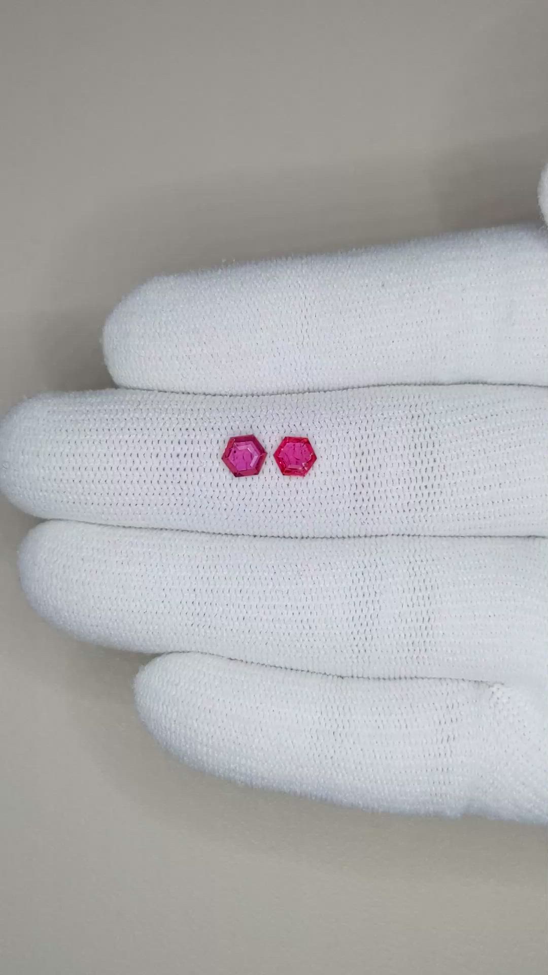 0.62 Ct.Tw.Total Carat Weight Ruby Pair from Mozambique Size Video