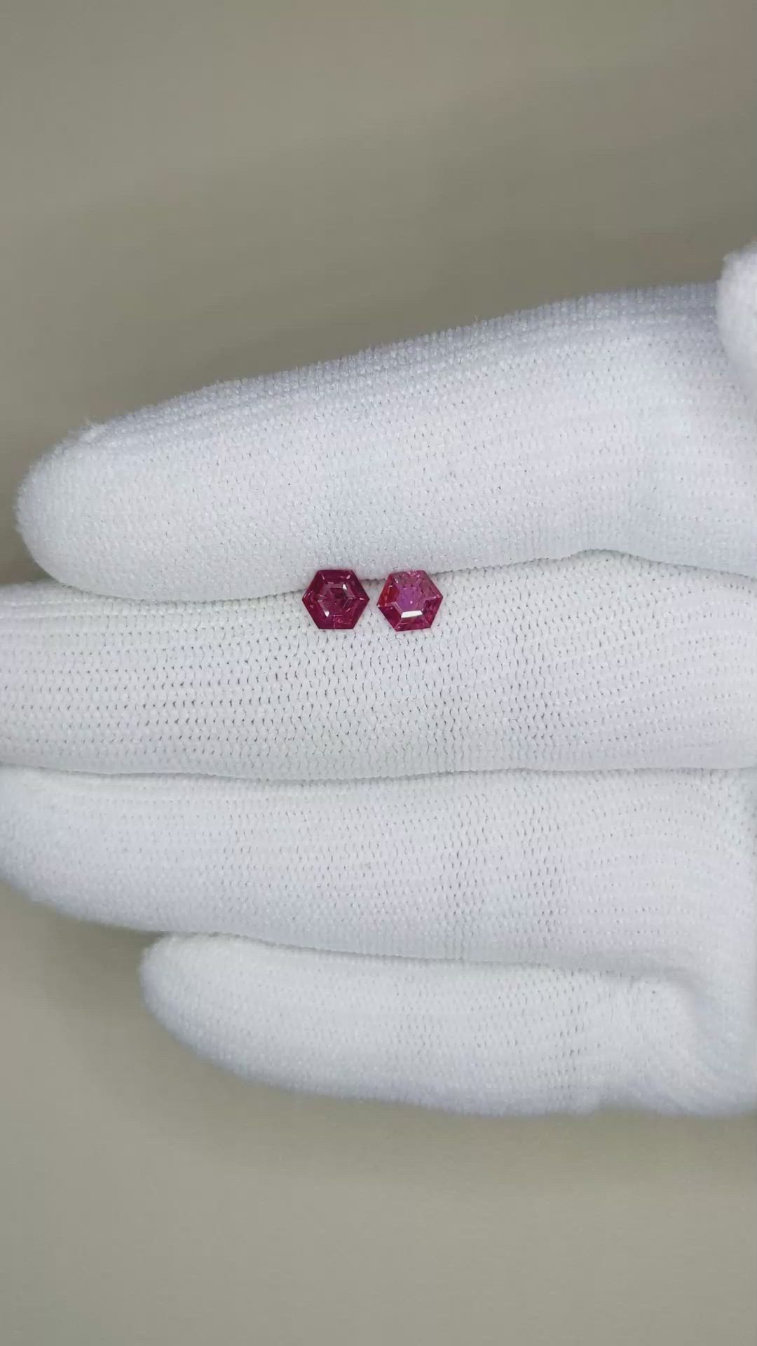 0.76 Ct.Tw.Total Carat Weight Ruby Pair from Mozambique Size Video