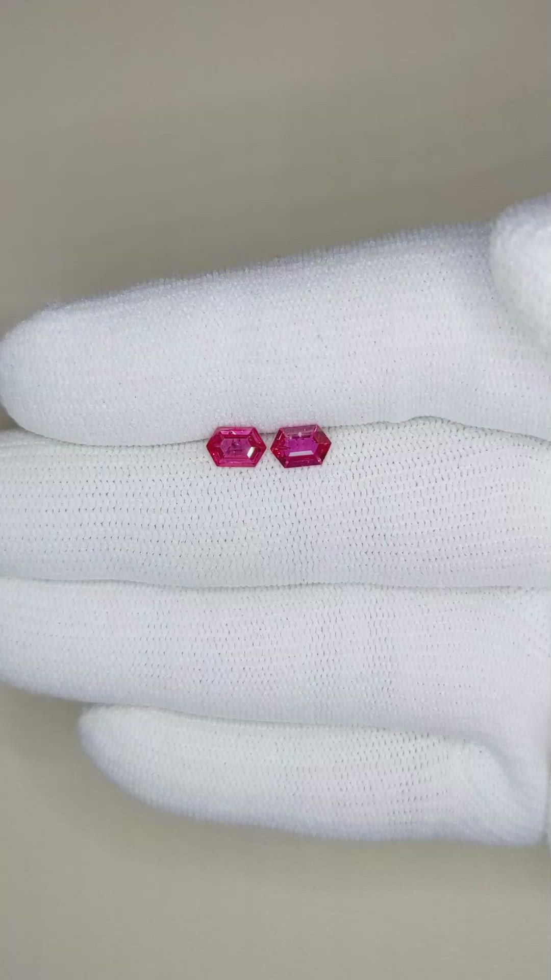 0.94 Ct.Tw.Total Carat Weight Ruby Pair from Mozambique Size Video