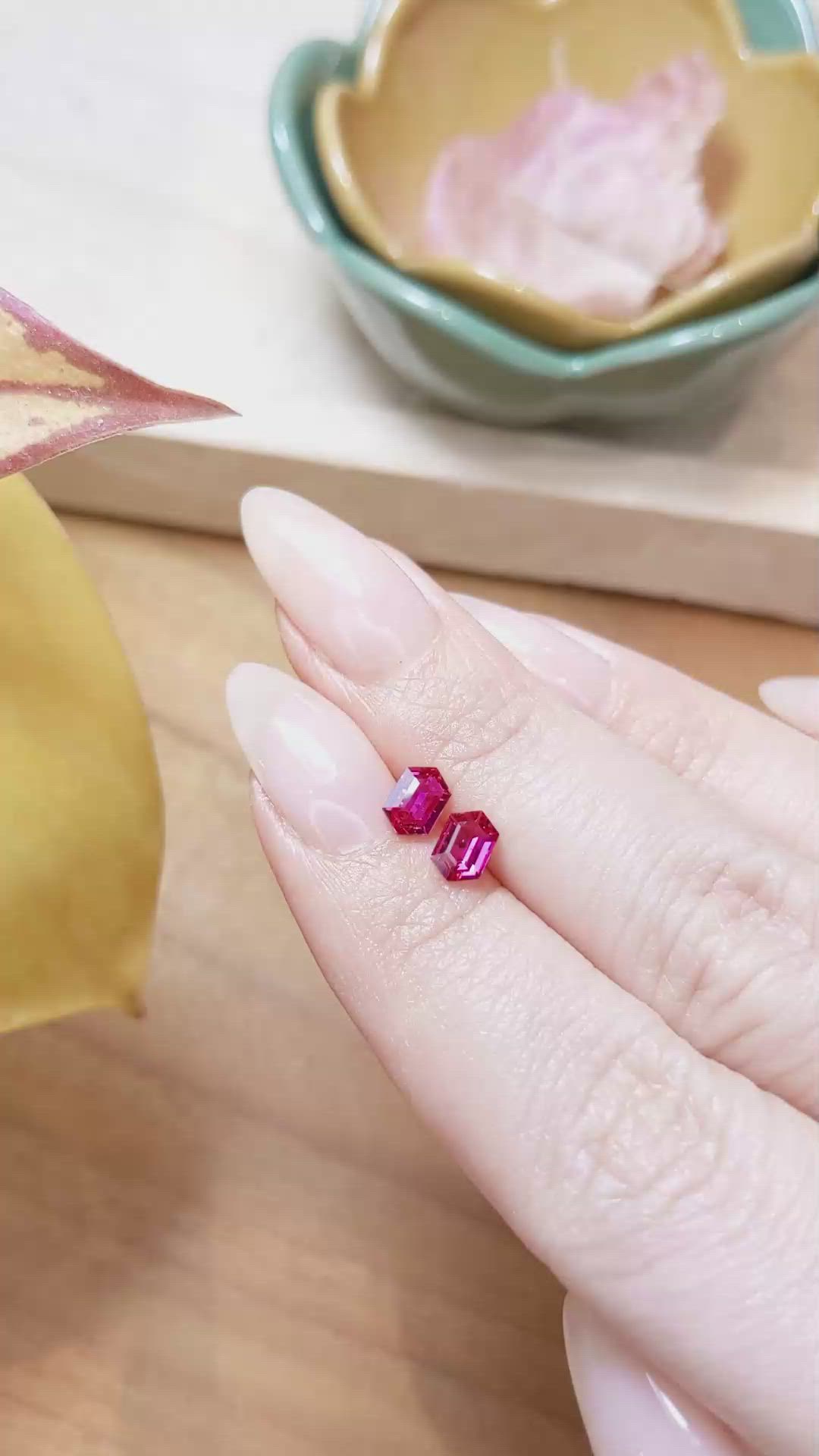 0.94 Ct.Tw.Total Carat Weight Ruby Pair from Mozambique Size Video