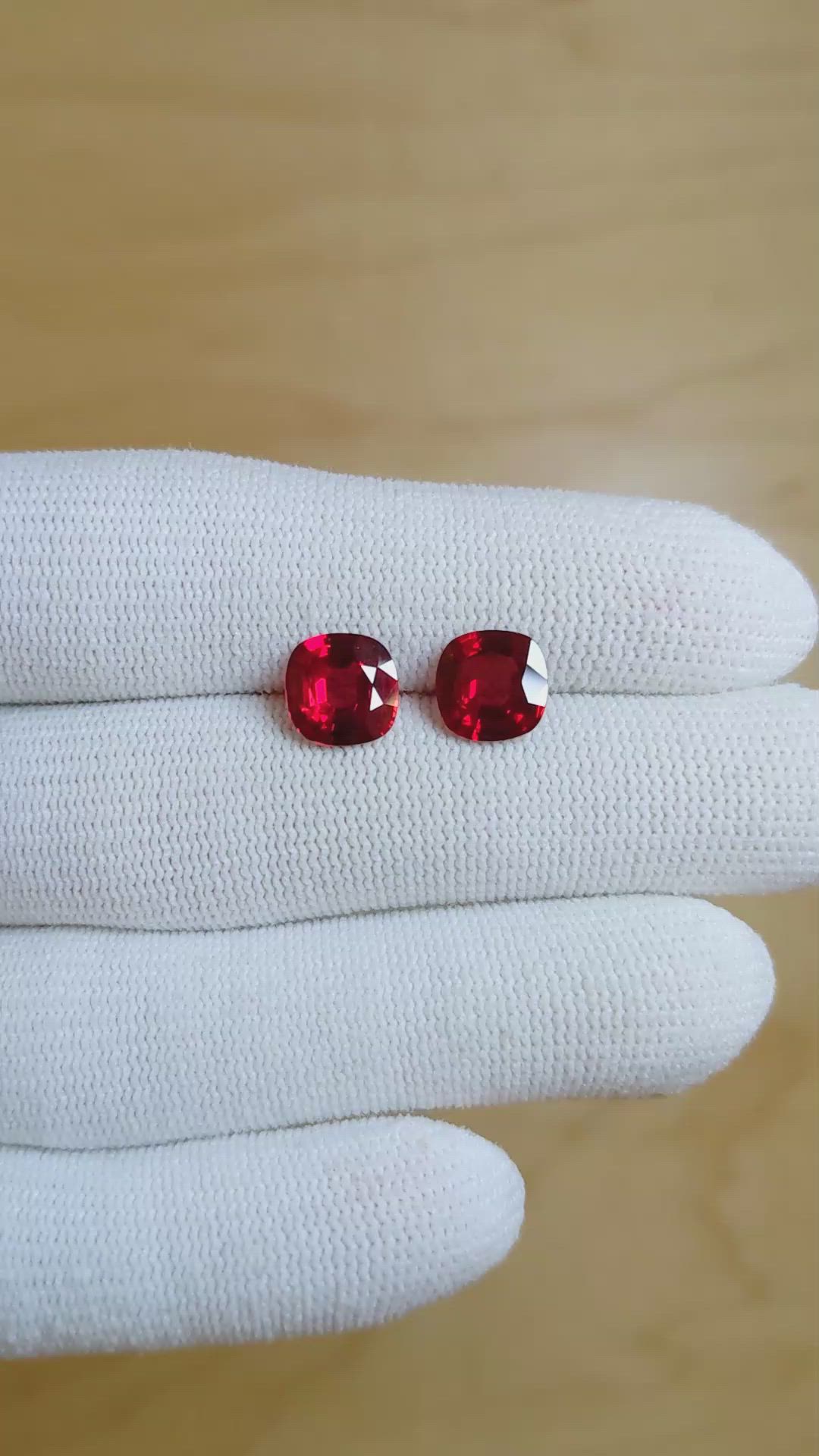3.98 Ct.Tw.Total Carat Weight Ruby Pair from Mozambique Size Video