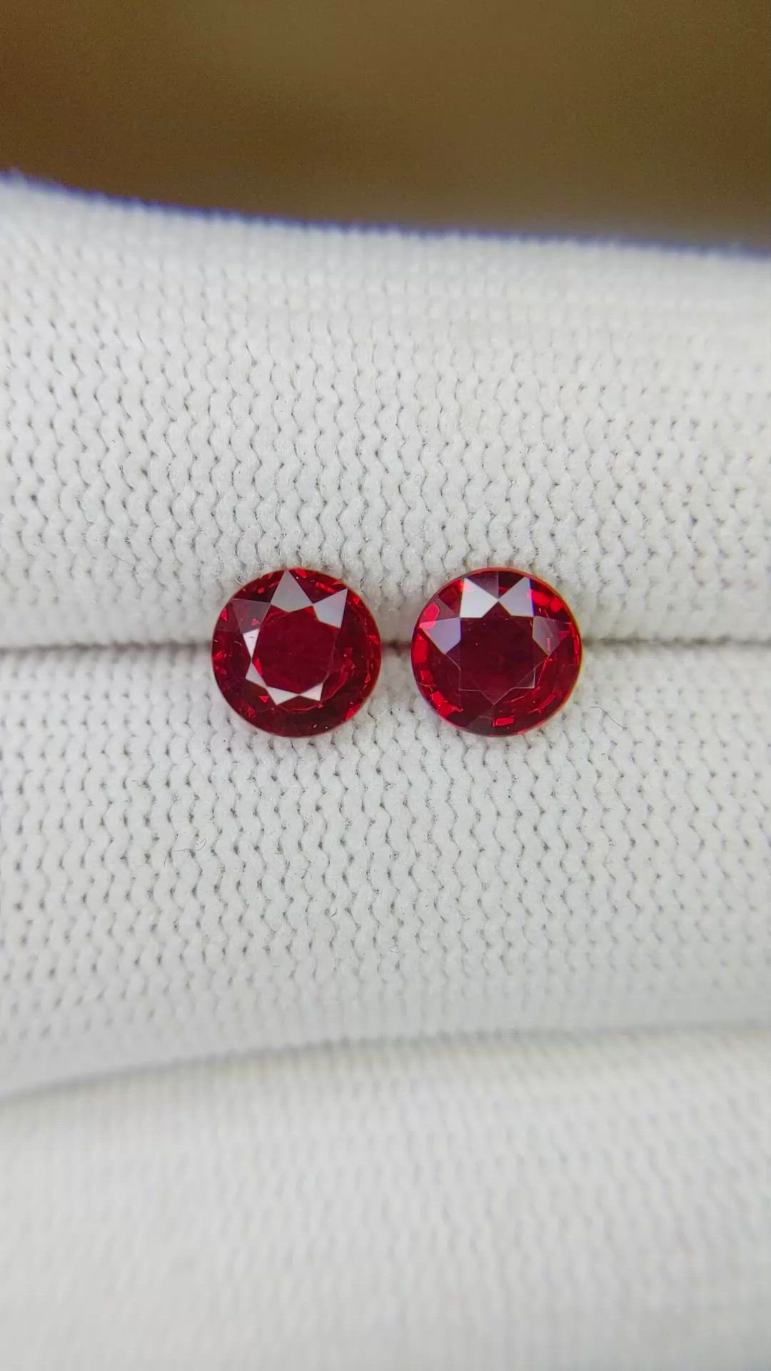 2.26 Ct.Tw.Total Carat Weight Ruby Pair from Mozambique Size Video