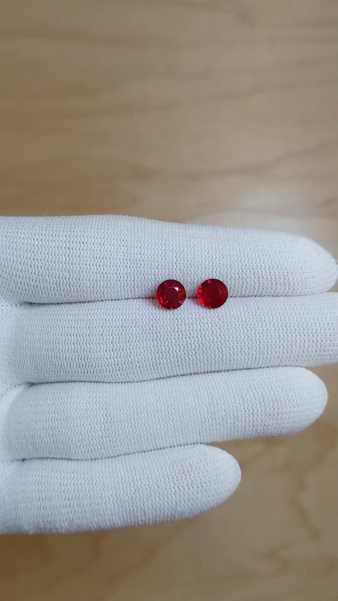 2.26 Ct.Tw.Total Carat Weight Ruby Pair from Mozambique Size Video