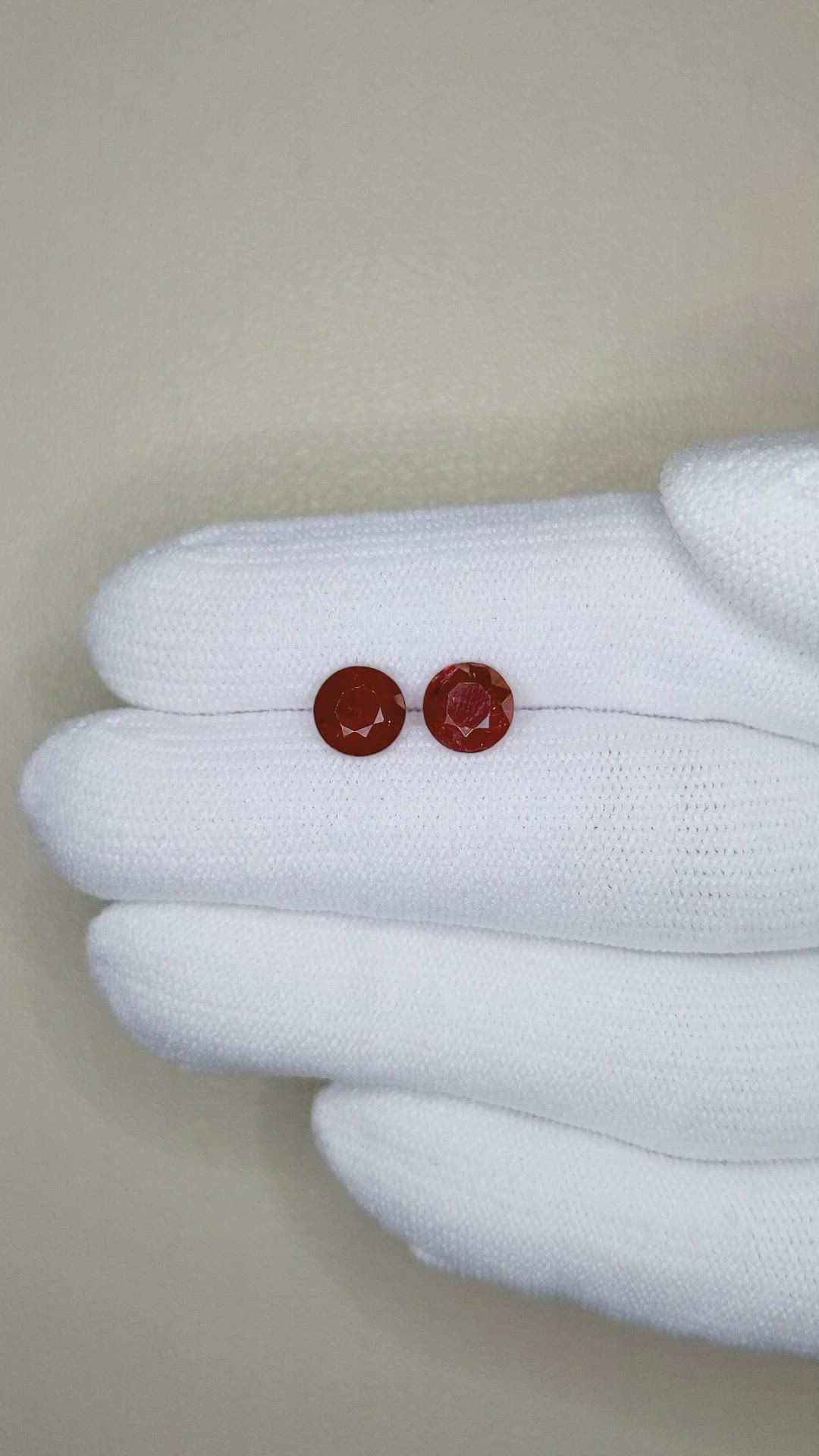 2.49 Ct.Tw.Total Carat Weight Ruby Pair from Mozambique Size Video