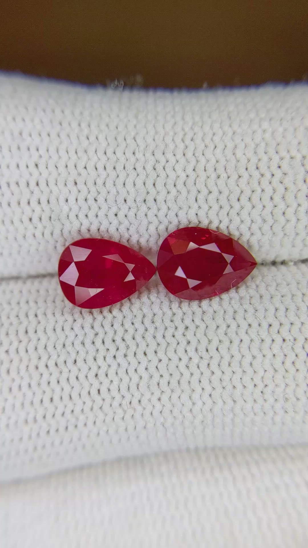 2.78 Ct.Tw.Total Carat Weight Ruby Pair from Burma (Myanmar) Size Video