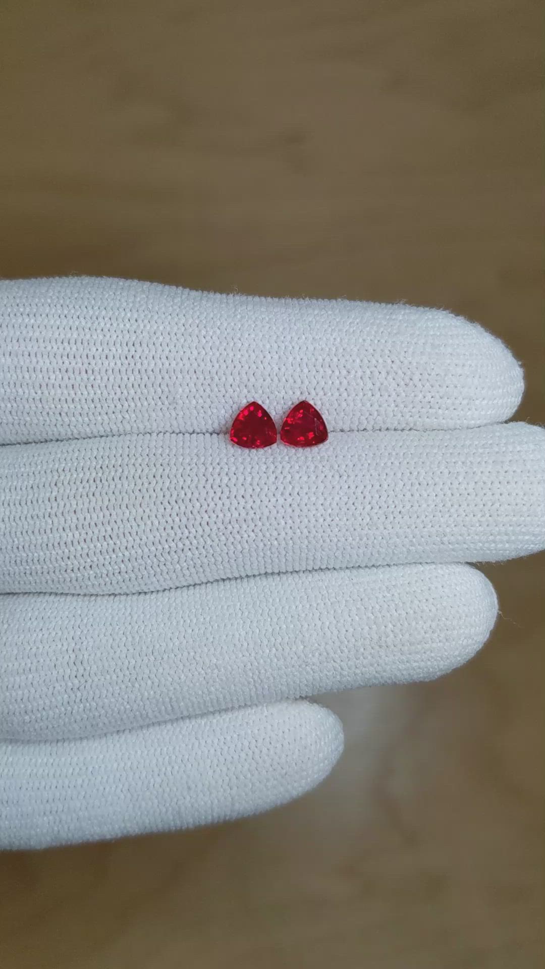 1.26 Ct.Tw.Total Carat Weight Ruby Pair from Burma (Myanmar) Size Video