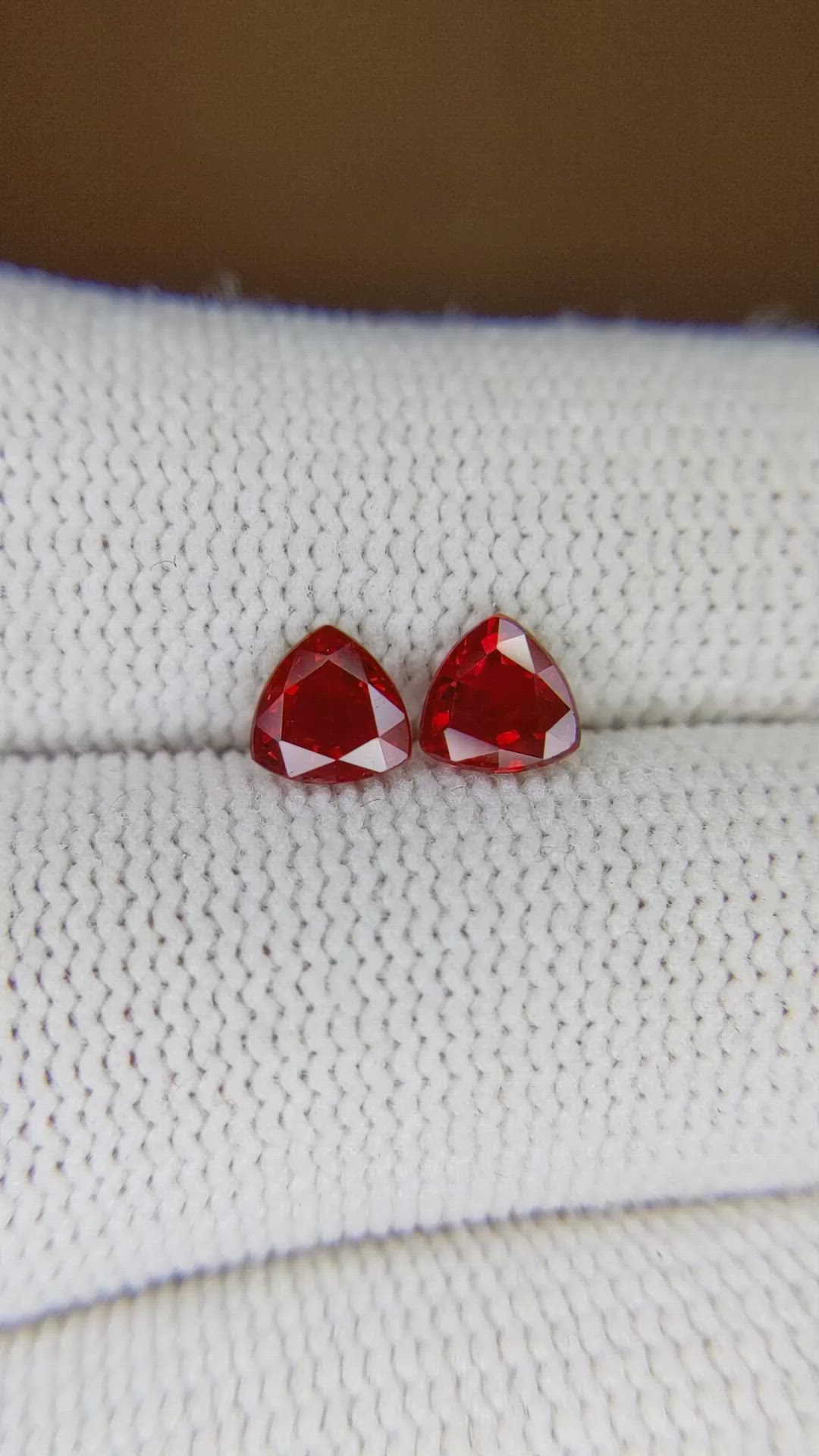 1.26 Ct.Tw.Total Carat Weight Ruby Pair from Burma (Myanmar) Size Video