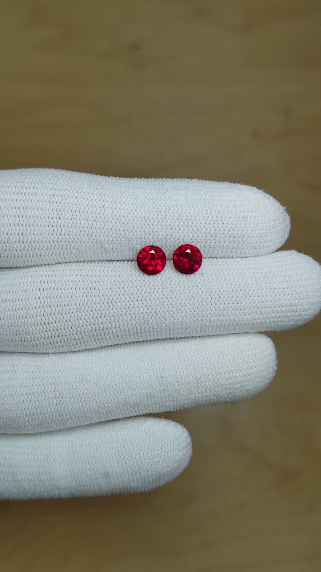 1.50 Ct.Tw.Total Carat Weight Ruby Pair from Mozambique Size Video