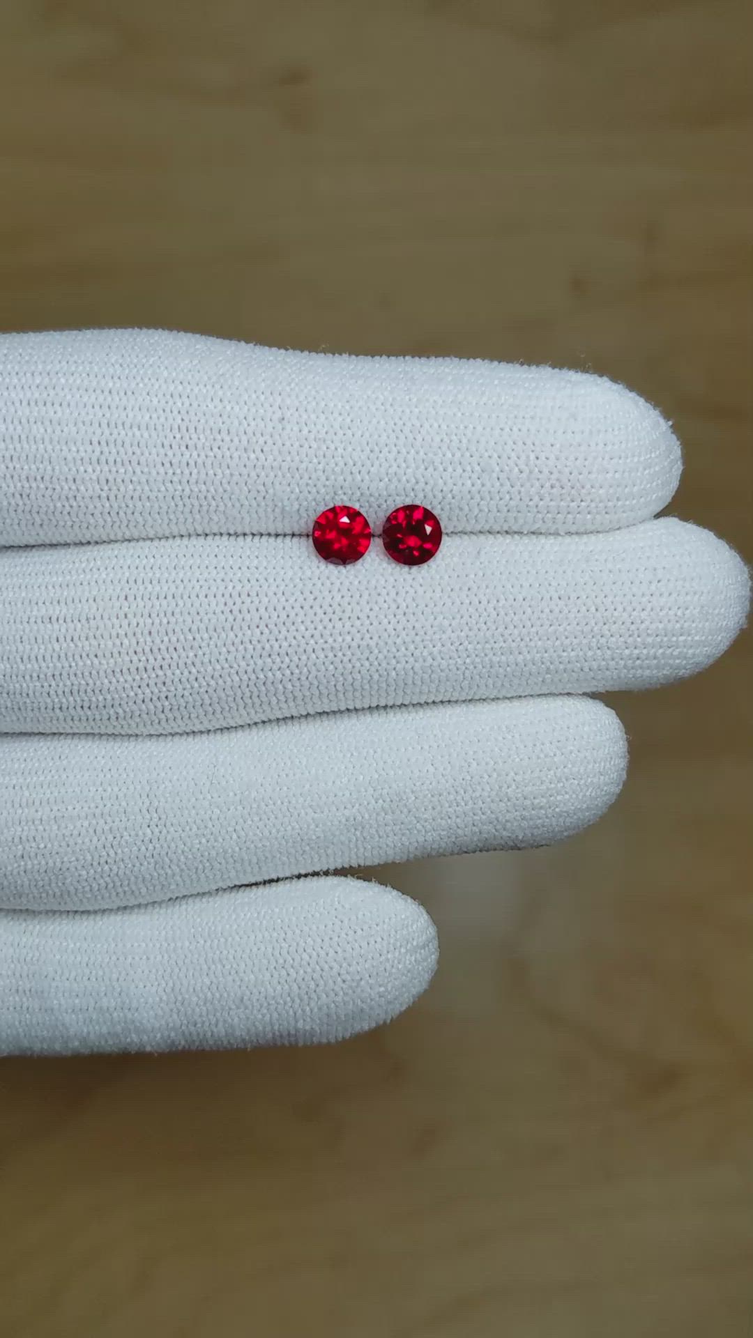 1.28 Ct.Tw.Total Carat Weight Ruby Pair from Mozambique Size Video
