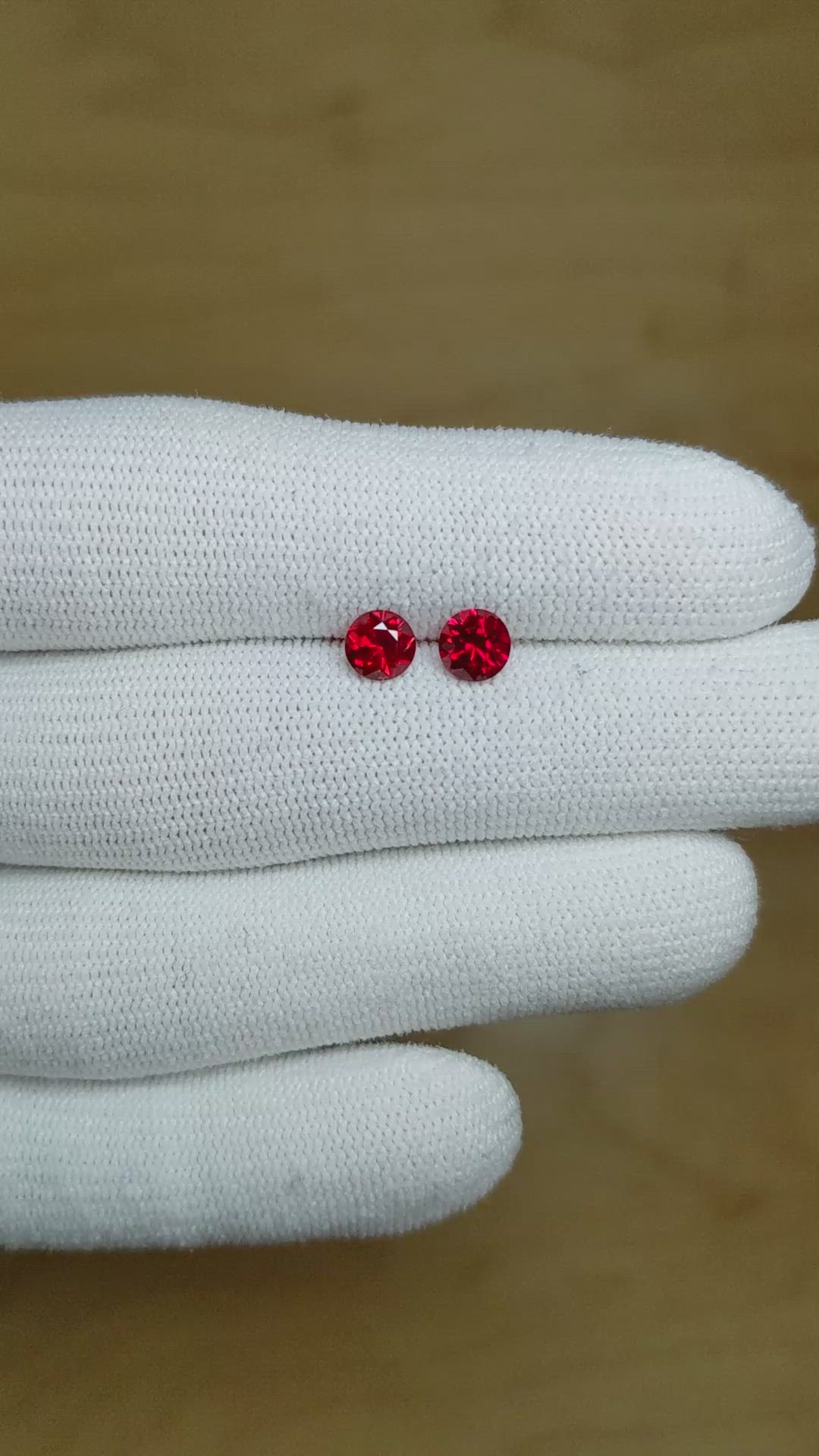 1.32 Ct.Tw.Total Carat Weight Ruby Pair from Mozambique Size Video