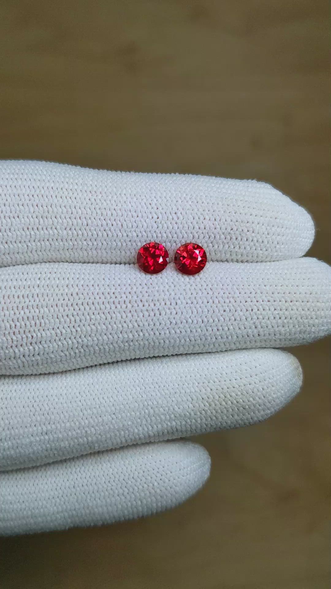 1.32 Ct.Tw.Total Carat Weight Ruby Pair from Mozambique Size Video