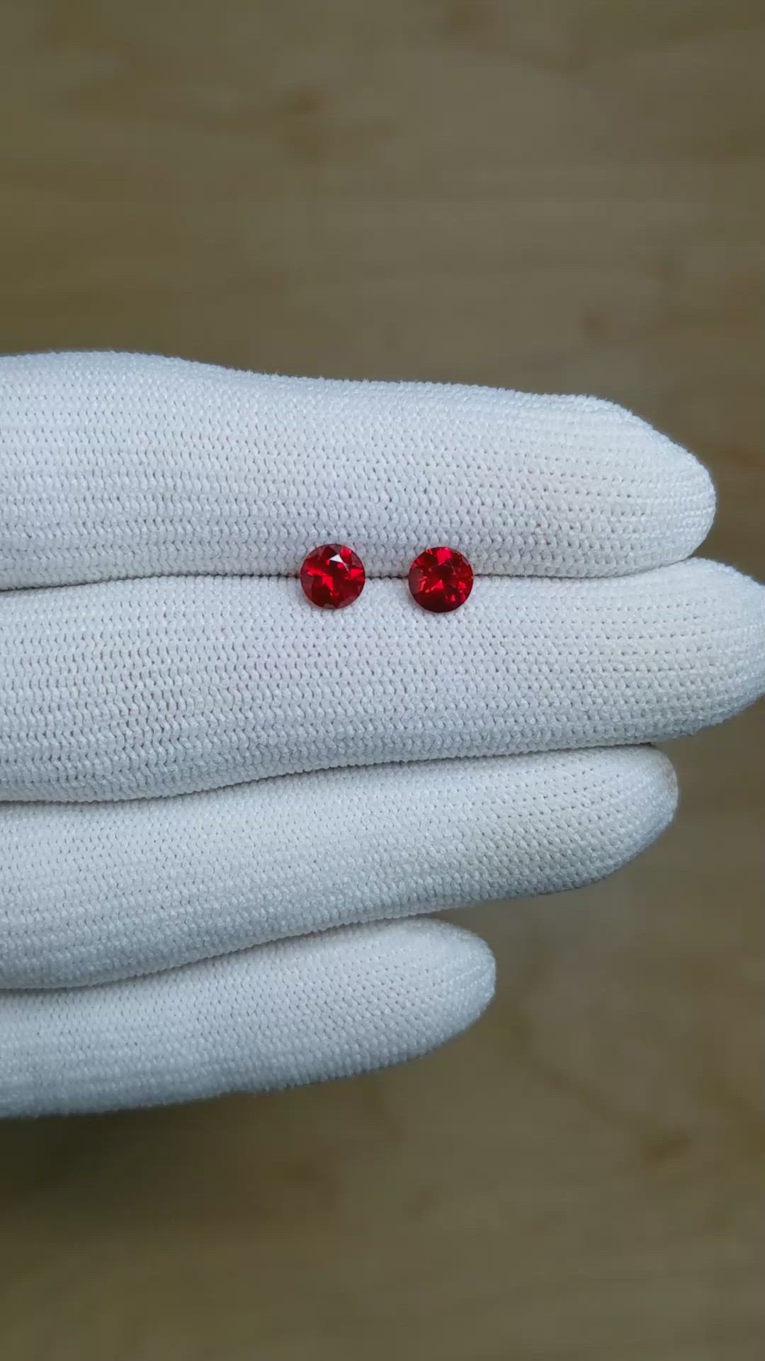 1.28 Ct.Tw.Total Carat Weight Ruby Pair from Mozambique Size Video
