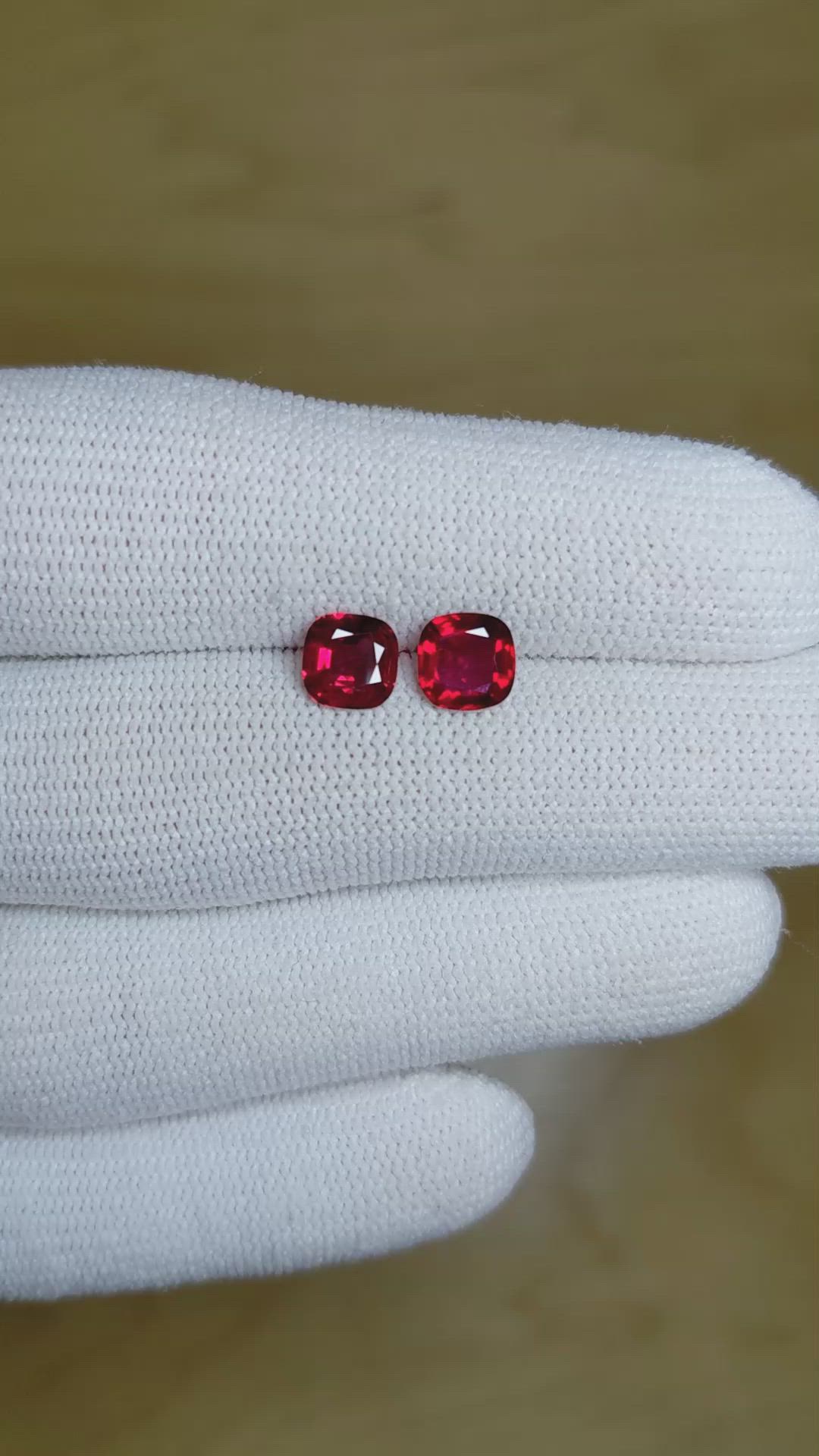 1.86 Ct.Tw.Total Carat Weight Ruby Pair from Mozambique Size Video