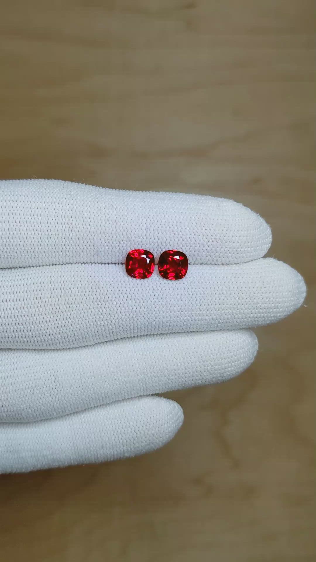 2.05 Ct.Tw.Total Carat Weight Ruby Pair from Mozambique Size Video