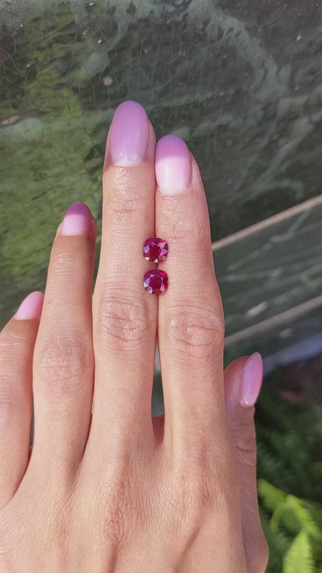 2.15 Ct.Tw.Total Carat Weight Ruby Pair from Mozambique Size Video