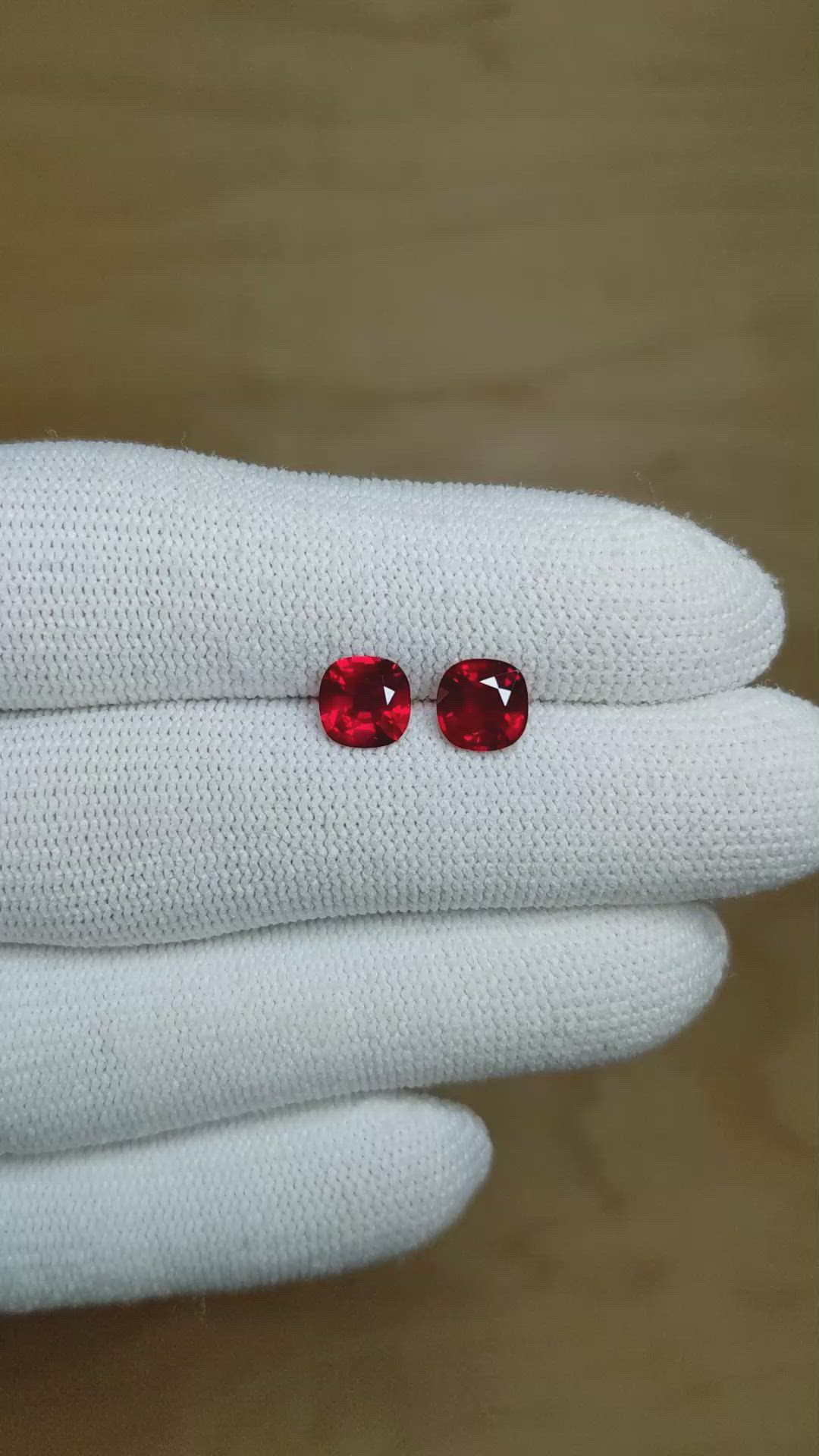 2.15 Ct.Tw.Total Carat Weight Ruby Pair from Mozambique Size Video