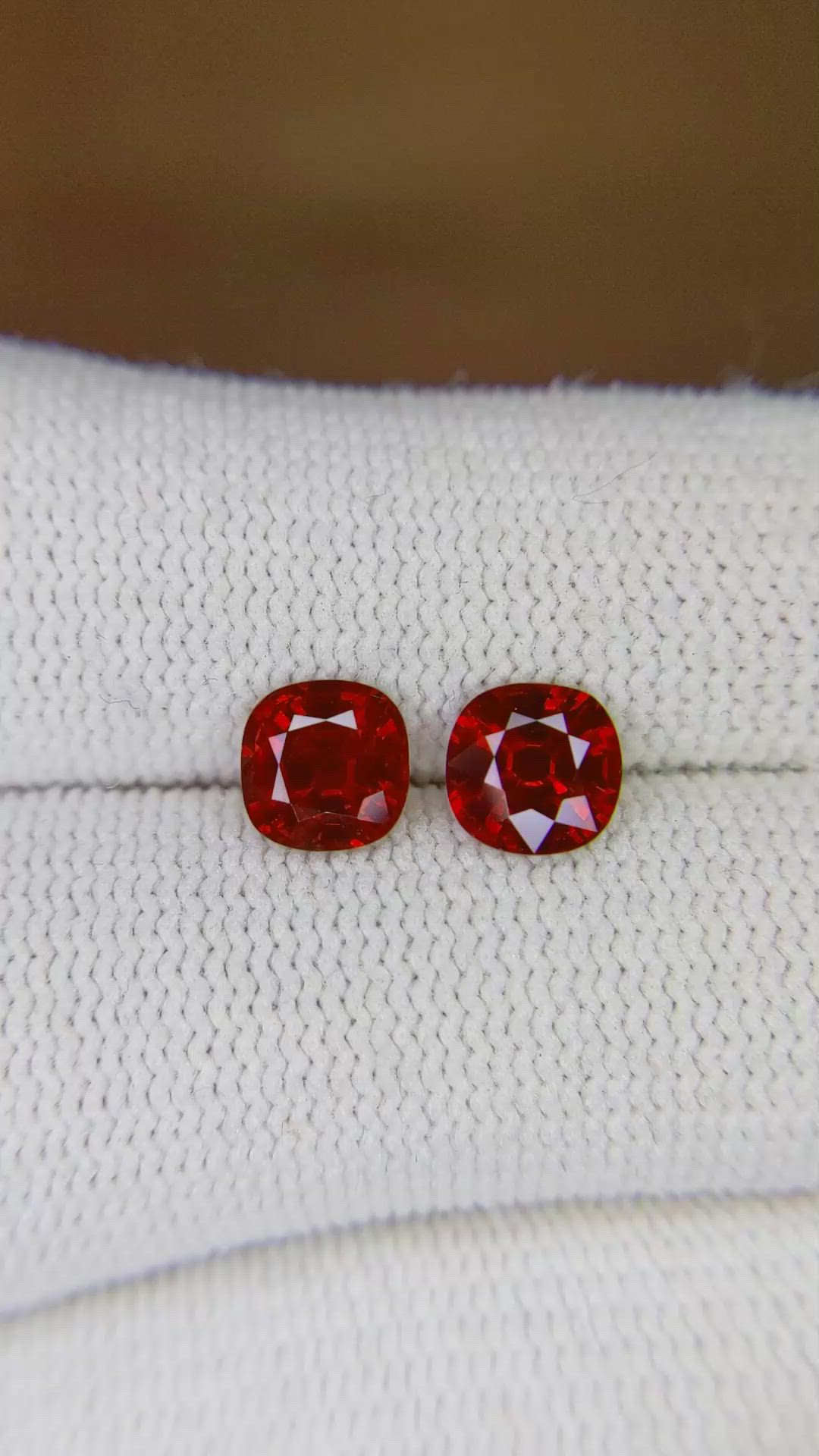 2.18 Ct.Tw.Total Carat Weight Ruby Pair from Mozambique Size Video