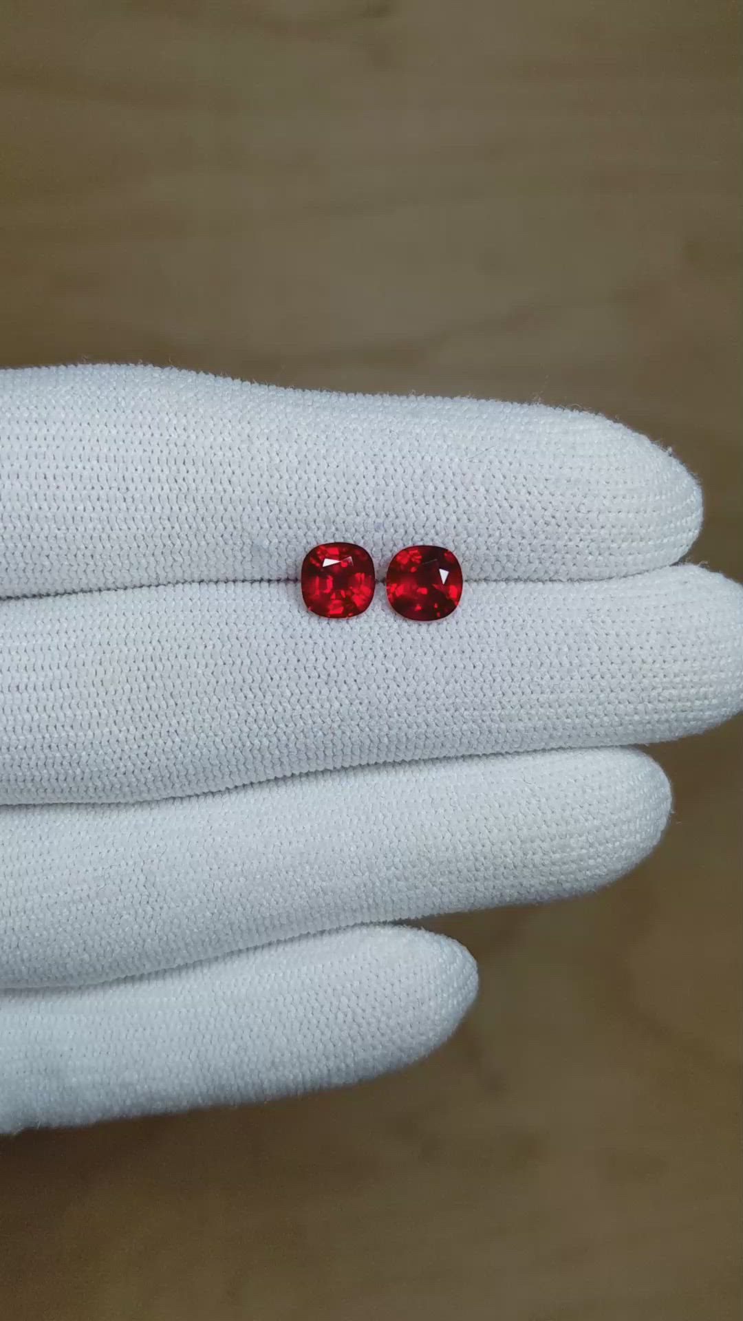 2.18 Ct.Tw.Total Carat Weight Ruby Pair from Mozambique Size Video
