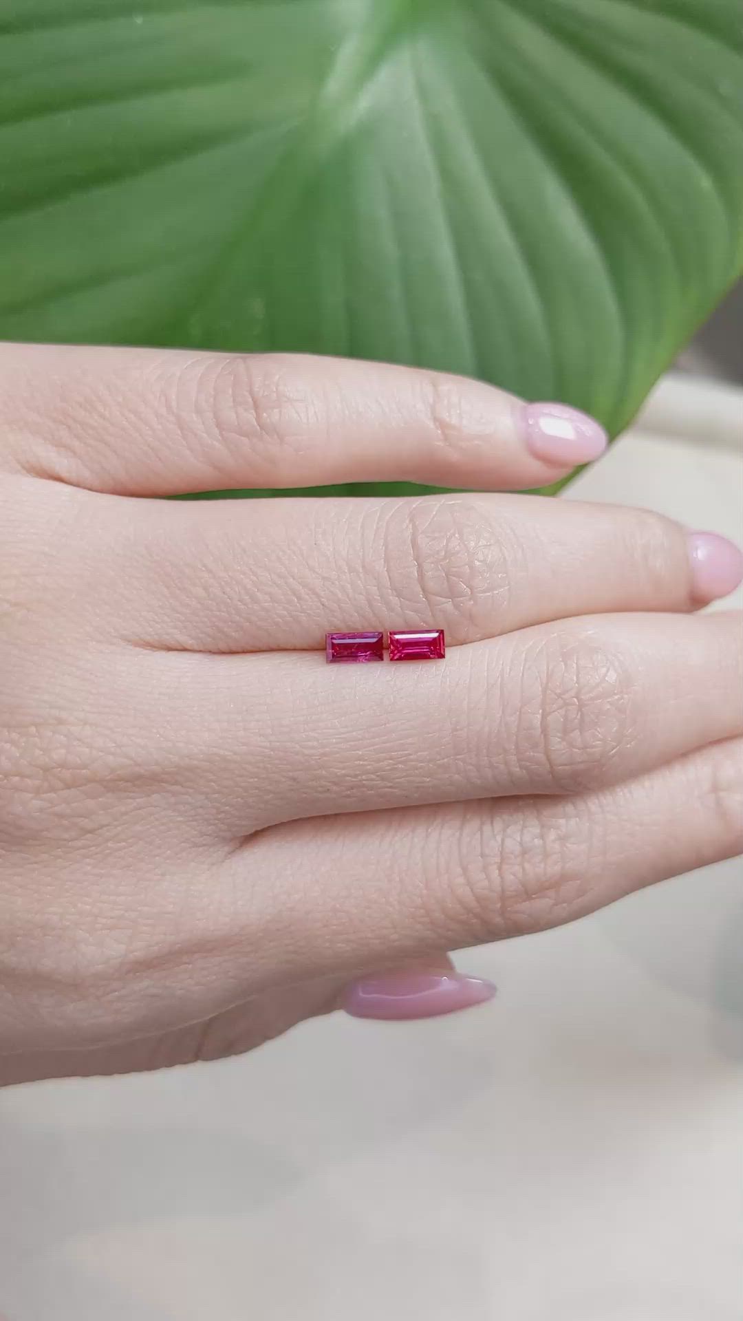 0.75 Ct.Tw.Total Carat Weight Ruby Pair from Mozambique Size Video
