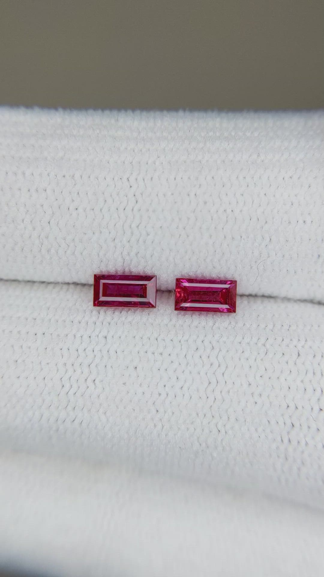 0.75 Ct.Tw.Total Carat Weight Ruby Pair from Mozambique Size Video