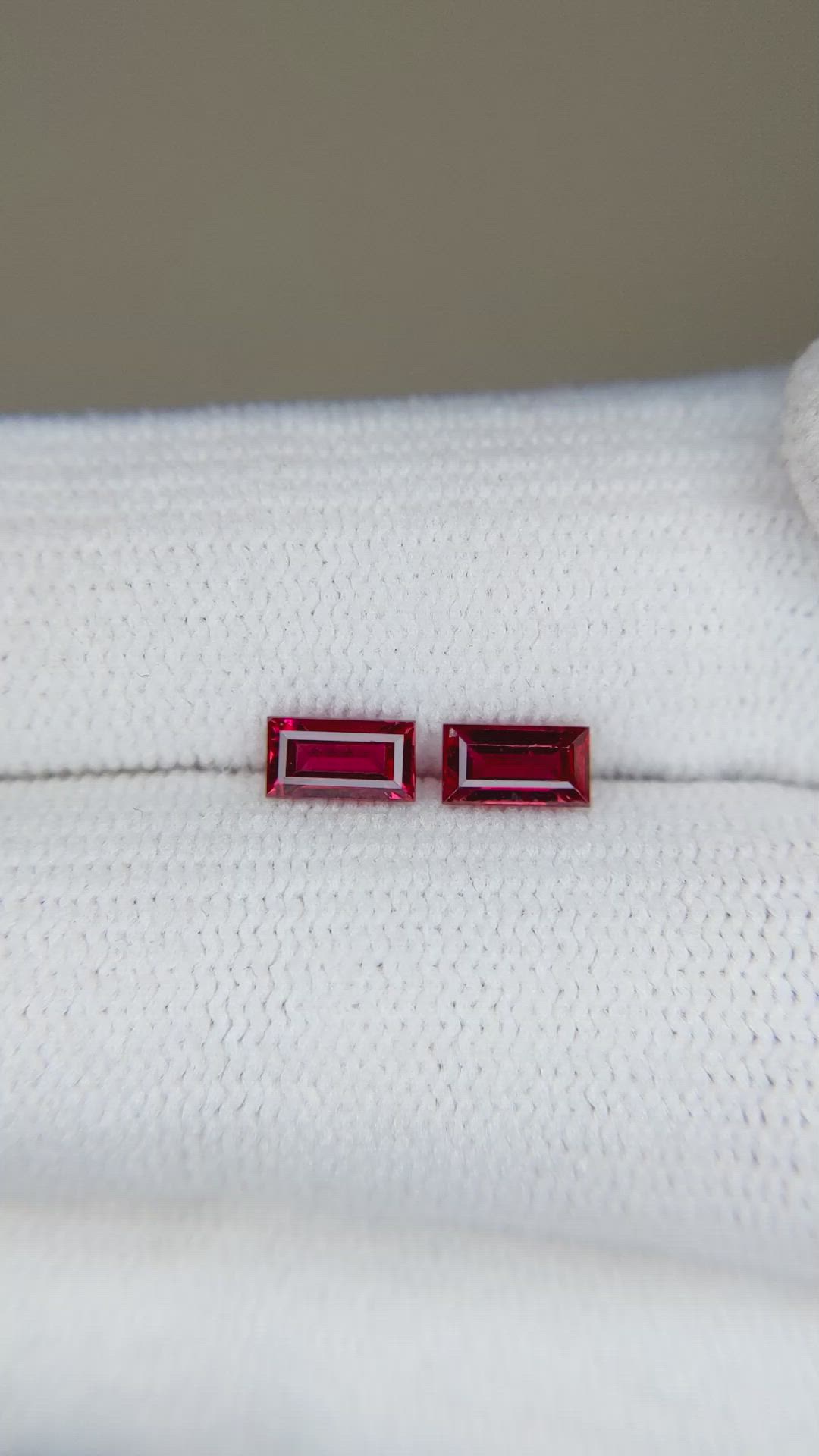0.82 Ct.Tw.Total Carat Weight Ruby Pair from Mozambique Size Video