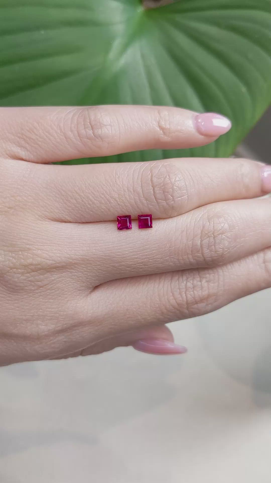 0.75 Ct.Tw.Total Carat Weight Ruby Pair from Mozambique Size Video