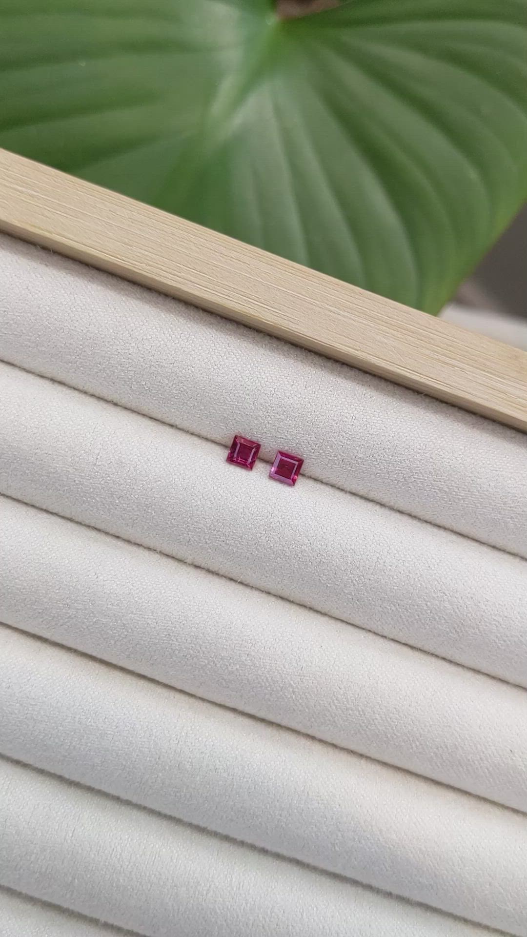 0.75 Ct.Tw.Total Carat Weight Ruby Pair from Mozambique Size Video