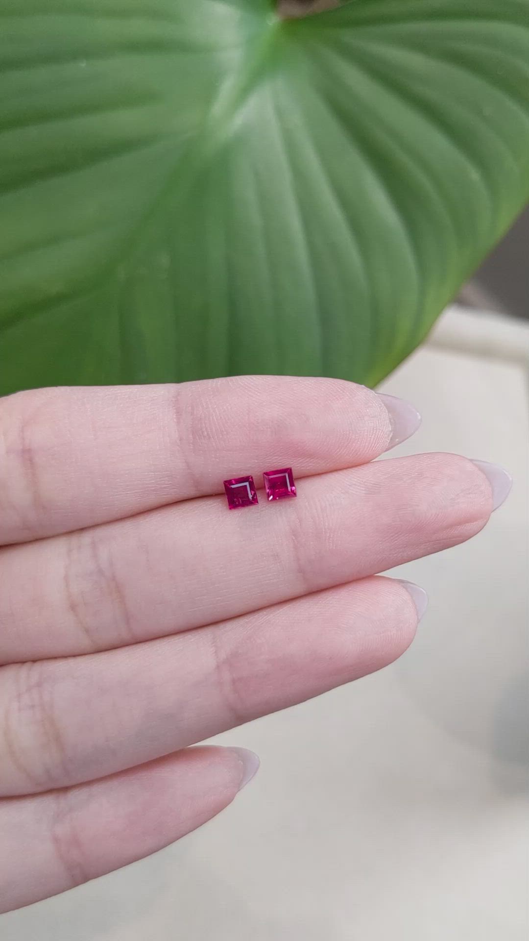 0.75 Ct.Tw.Total Carat Weight Ruby Pair from Mozambique Size Video