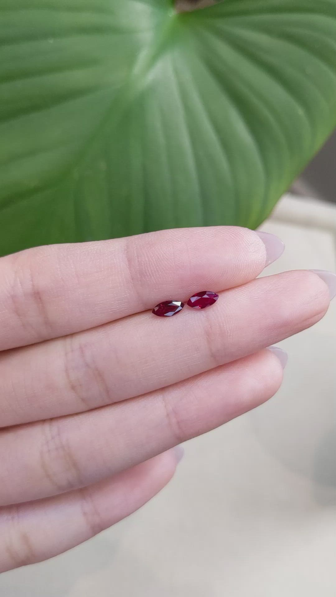 0.69 Ct.Tw.Total Carat Weight Ruby Pair from Mozambique Size Video