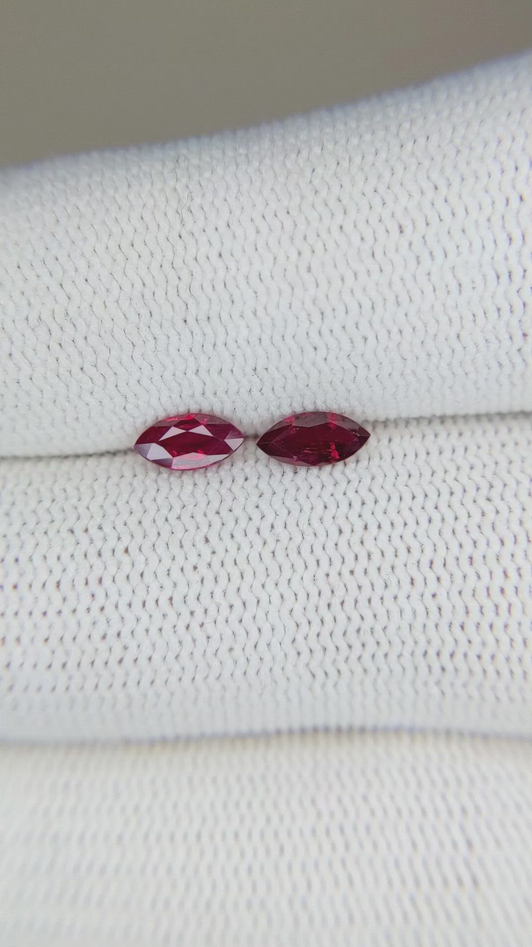 0.69 Ct.Tw.Total Carat Weight Ruby Pair from Mozambique Size Video