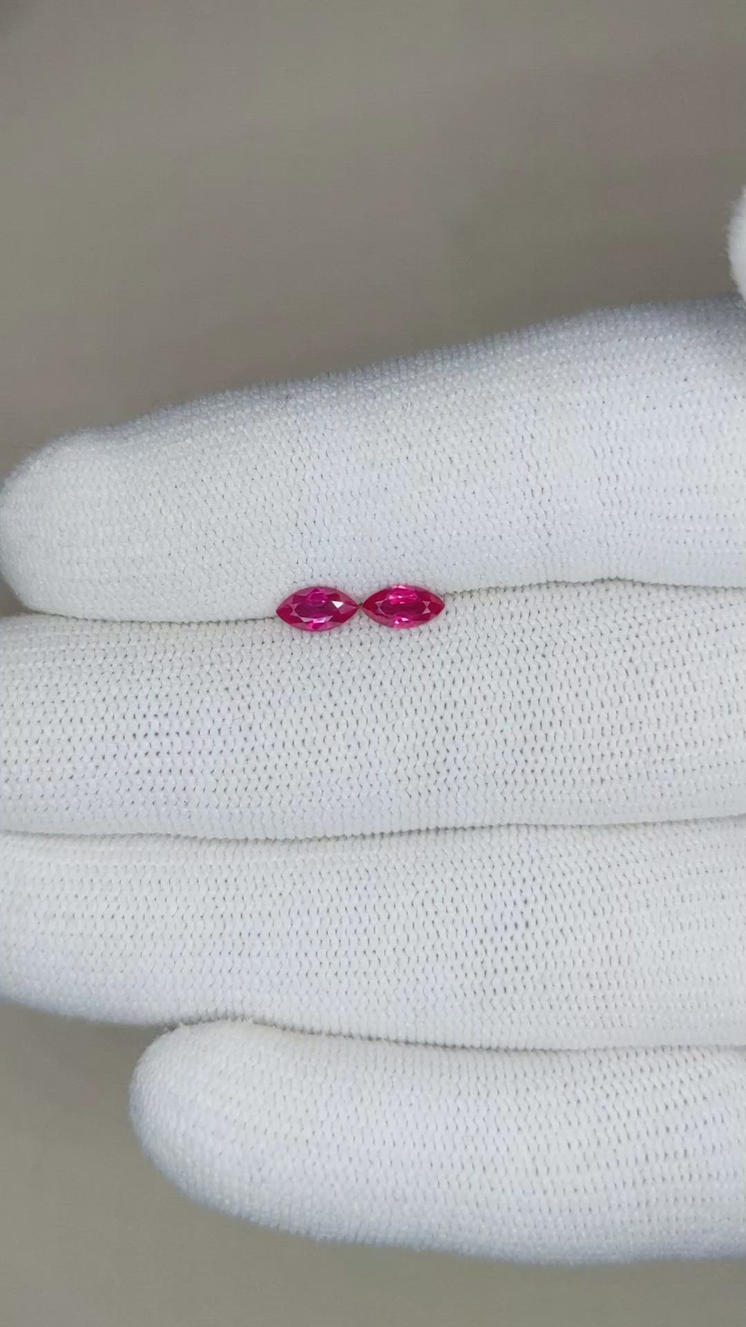 0.54 Ct.Tw.Total Carat Weight Ruby Pair from Mozambique Size Video