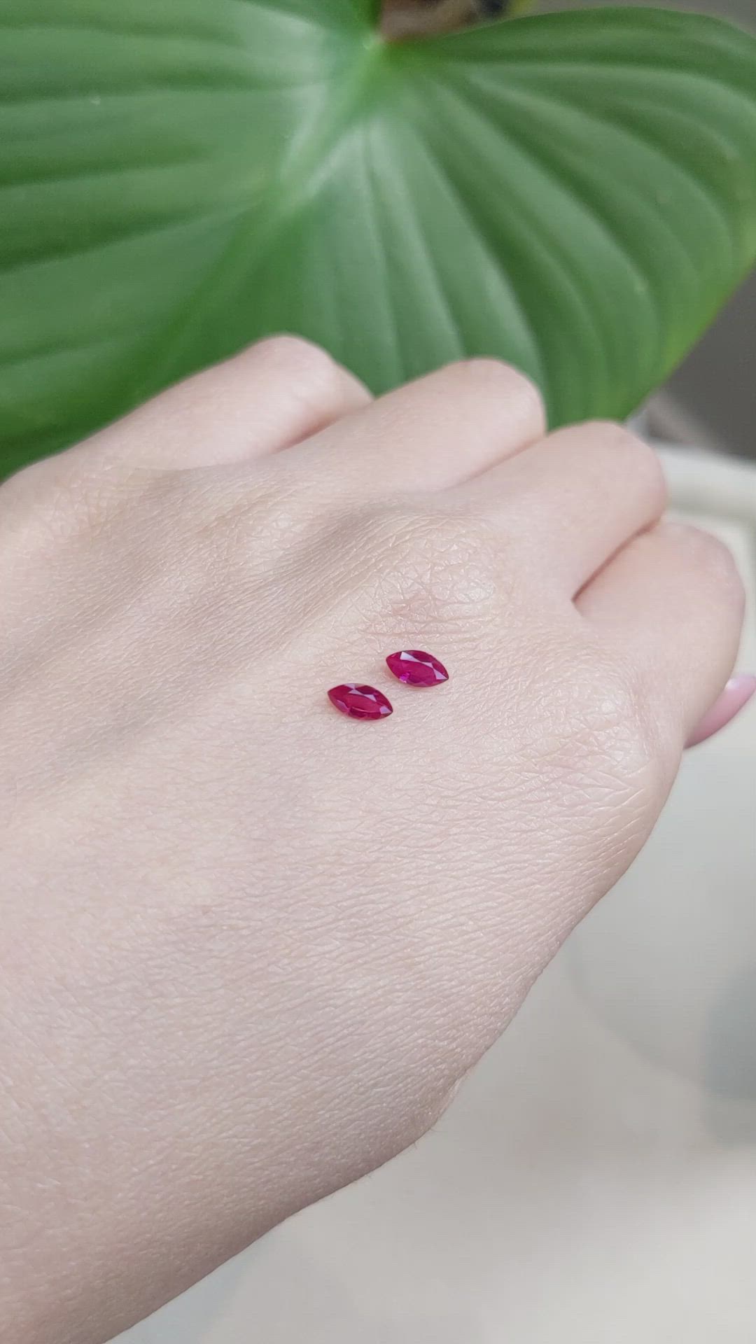 0.54 Ct.Tw.Total Carat Weight Ruby Pair from Mozambique Size Video