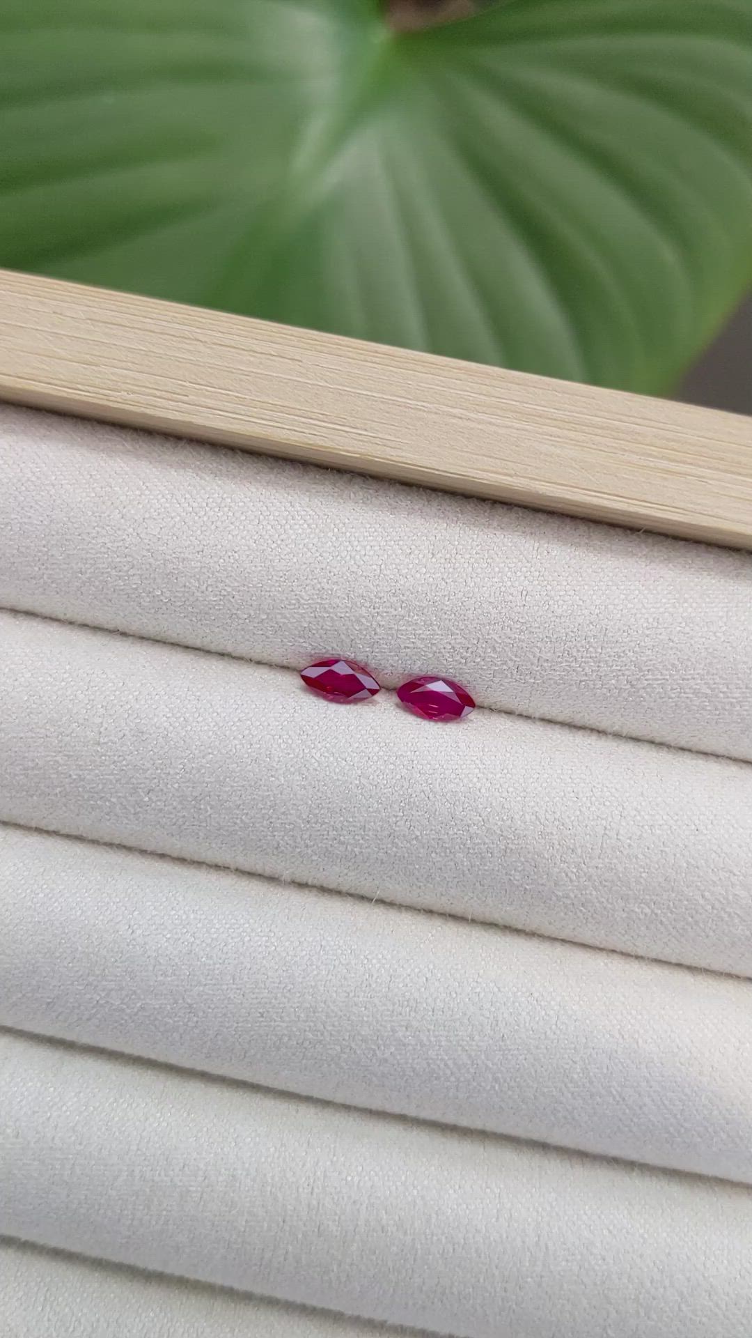 0.74 Ct.Tw.Total Carat Weight Ruby Pair from Mozambique Size Video