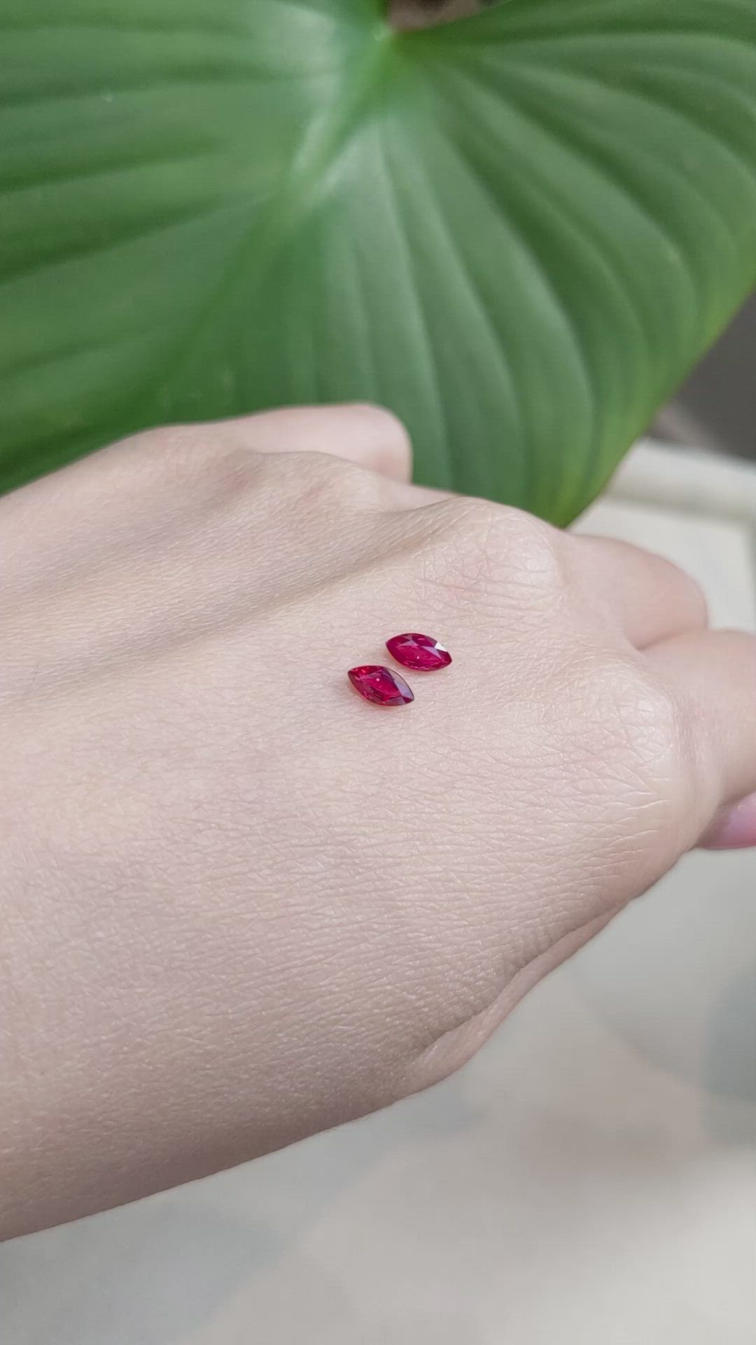 0.74 Ct.Tw.Total Carat Weight Ruby Pair from Mozambique Size Video