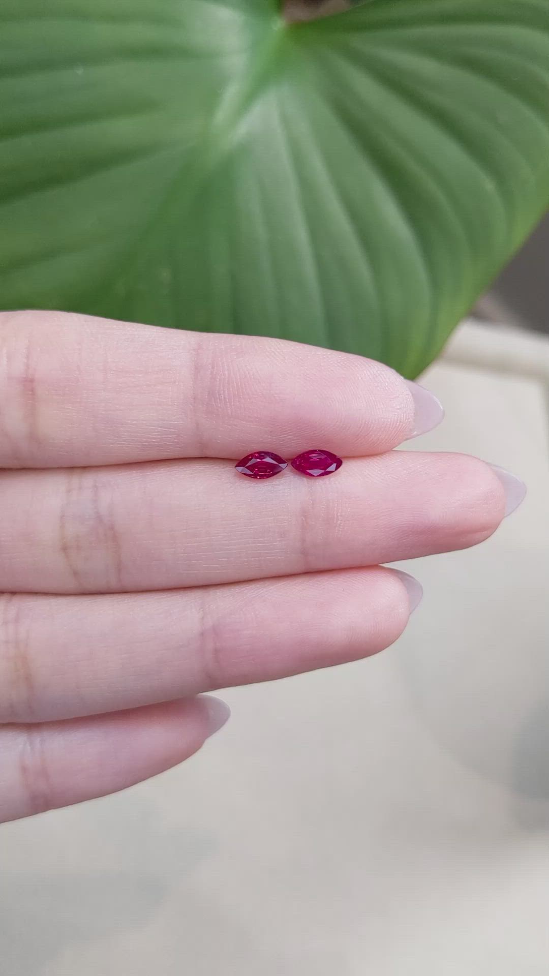 0.74 Ct.Tw.Total Carat Weight Ruby Pair from Mozambique Size Video