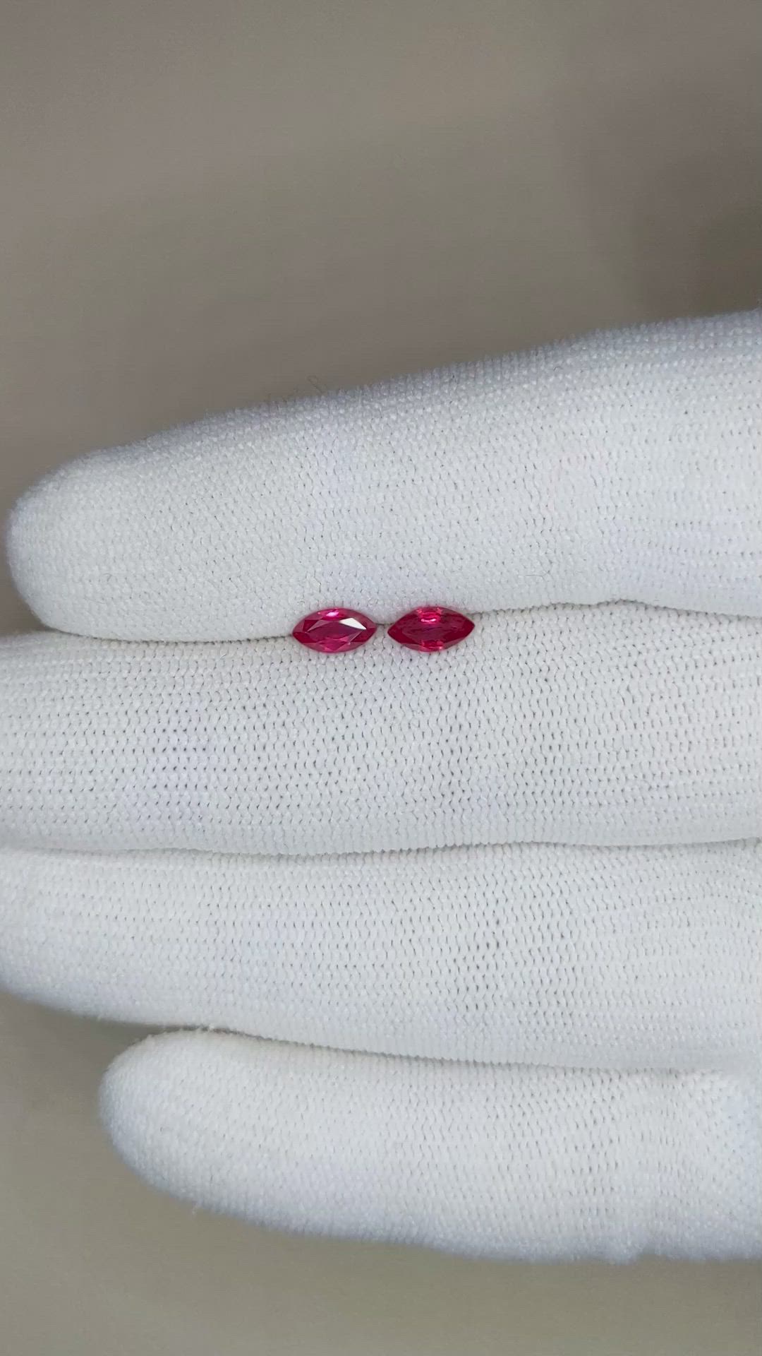 0.74 Ct.Tw.Total Carat Weight Ruby Pair from Mozambique Size Video