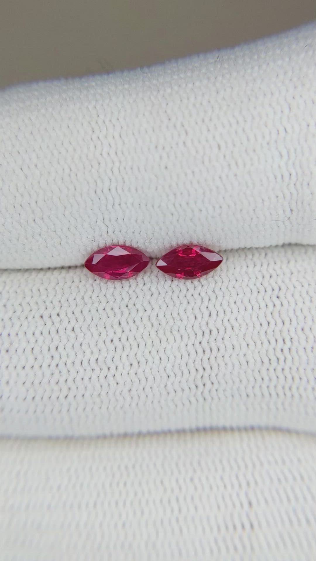 0.74 Ct.Tw.Total Carat Weight Ruby Pair from Mozambique Size Video