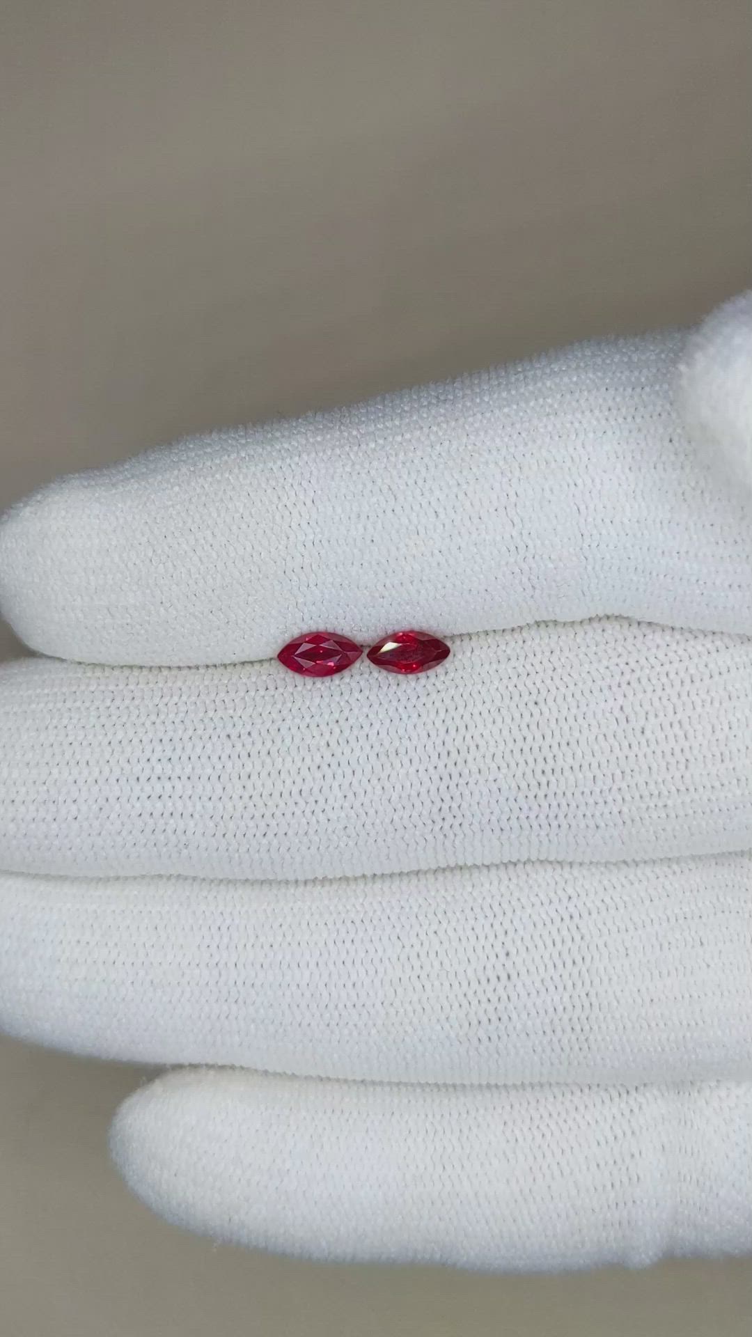 0.67 Ct.Tw.Total Carat Weight Ruby Pair from Mozambique Size Video