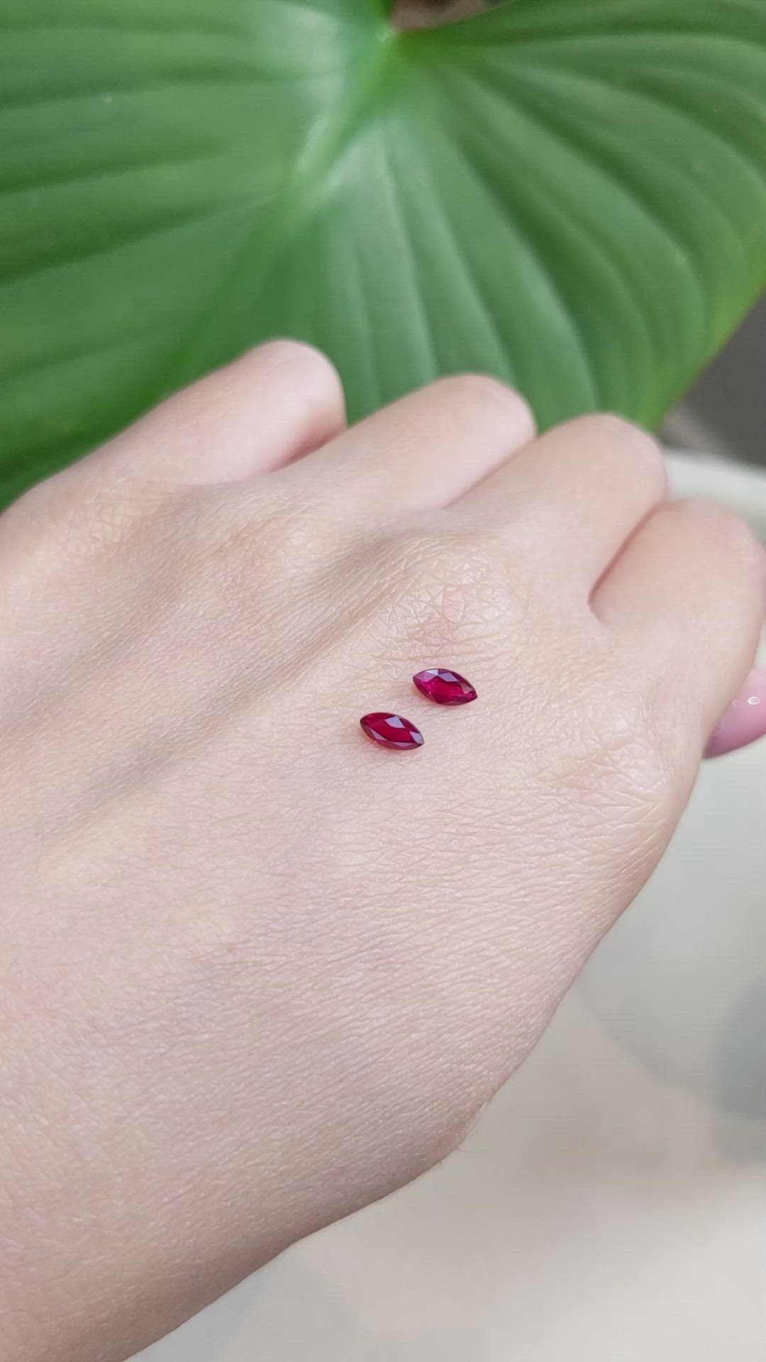 0.67 Ct.Tw.Total Carat Weight Ruby Pair from Mozambique Size Video