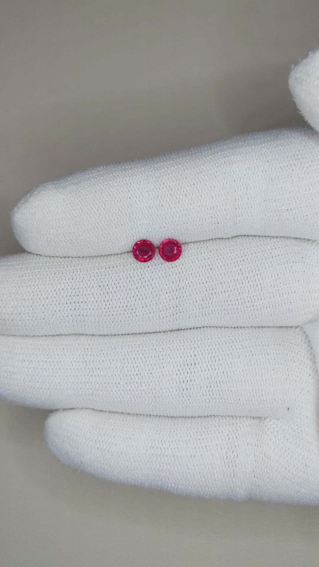 0.76 Ct.Tw.Total Carat Weight Ruby Pair from Mozambique Size Video
