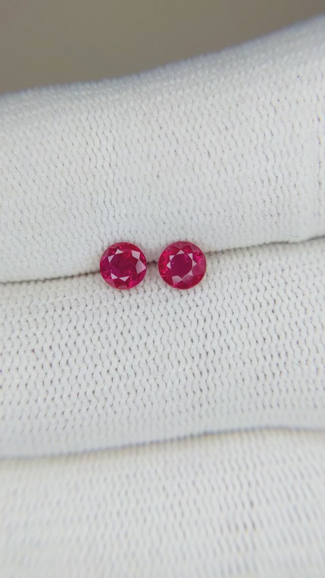 0.76 Ct.Tw.Total Carat Weight Ruby Pair from Mozambique Size Video