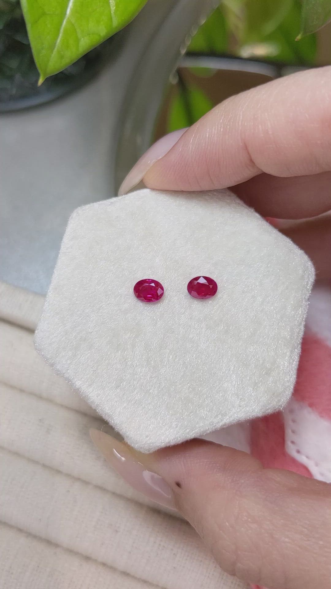 0.80 Ct.Tw.Total Carat Weight Ruby Pair from Mozambique Size Video