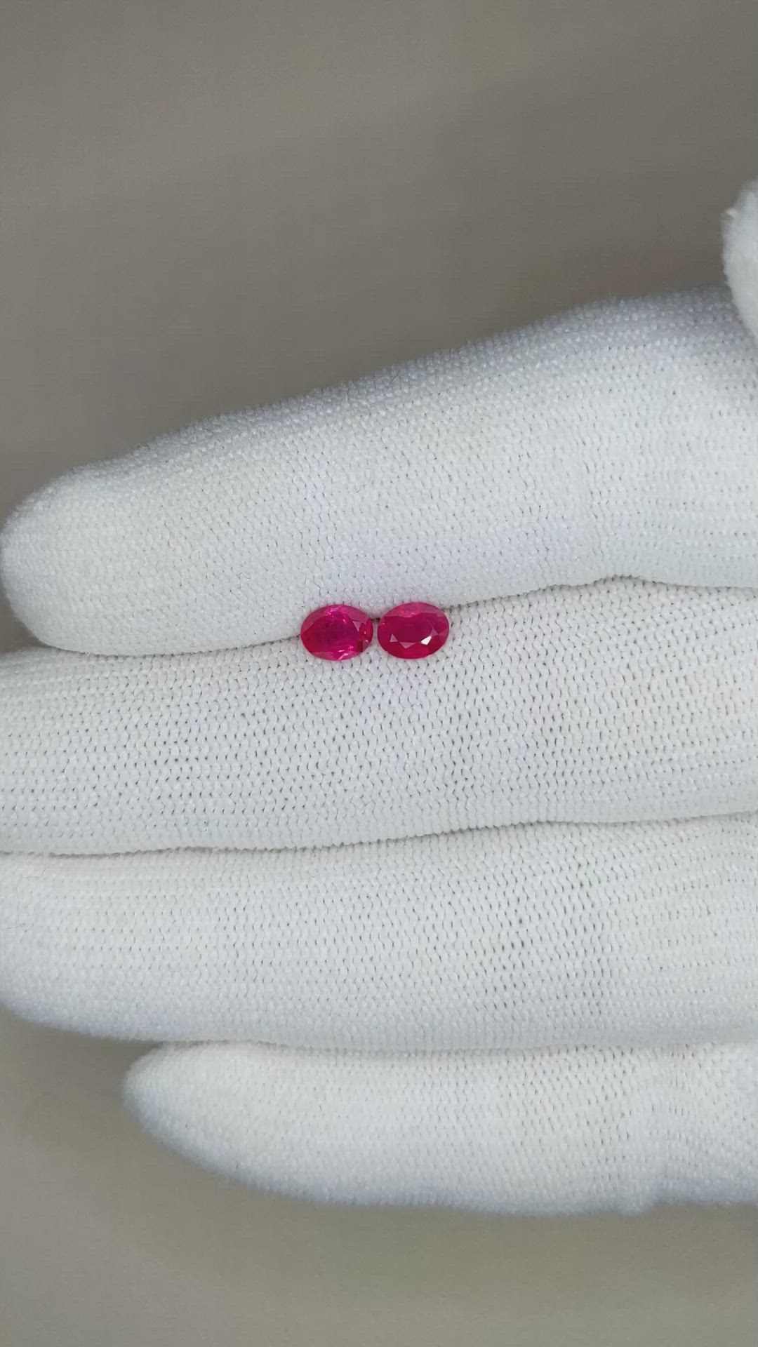 0.80 Ct.Tw.Total Carat Weight Ruby Pair from Mozambique Size Video