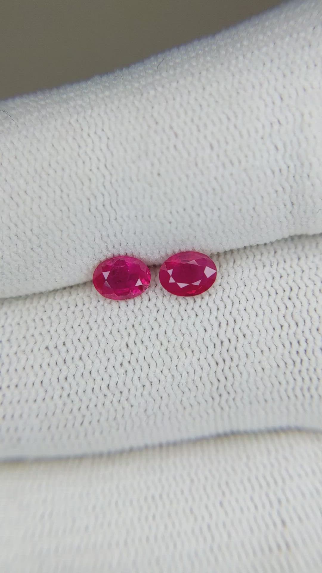 0.80 Ct.Tw.Total Carat Weight Ruby Pair from Mozambique Size Video