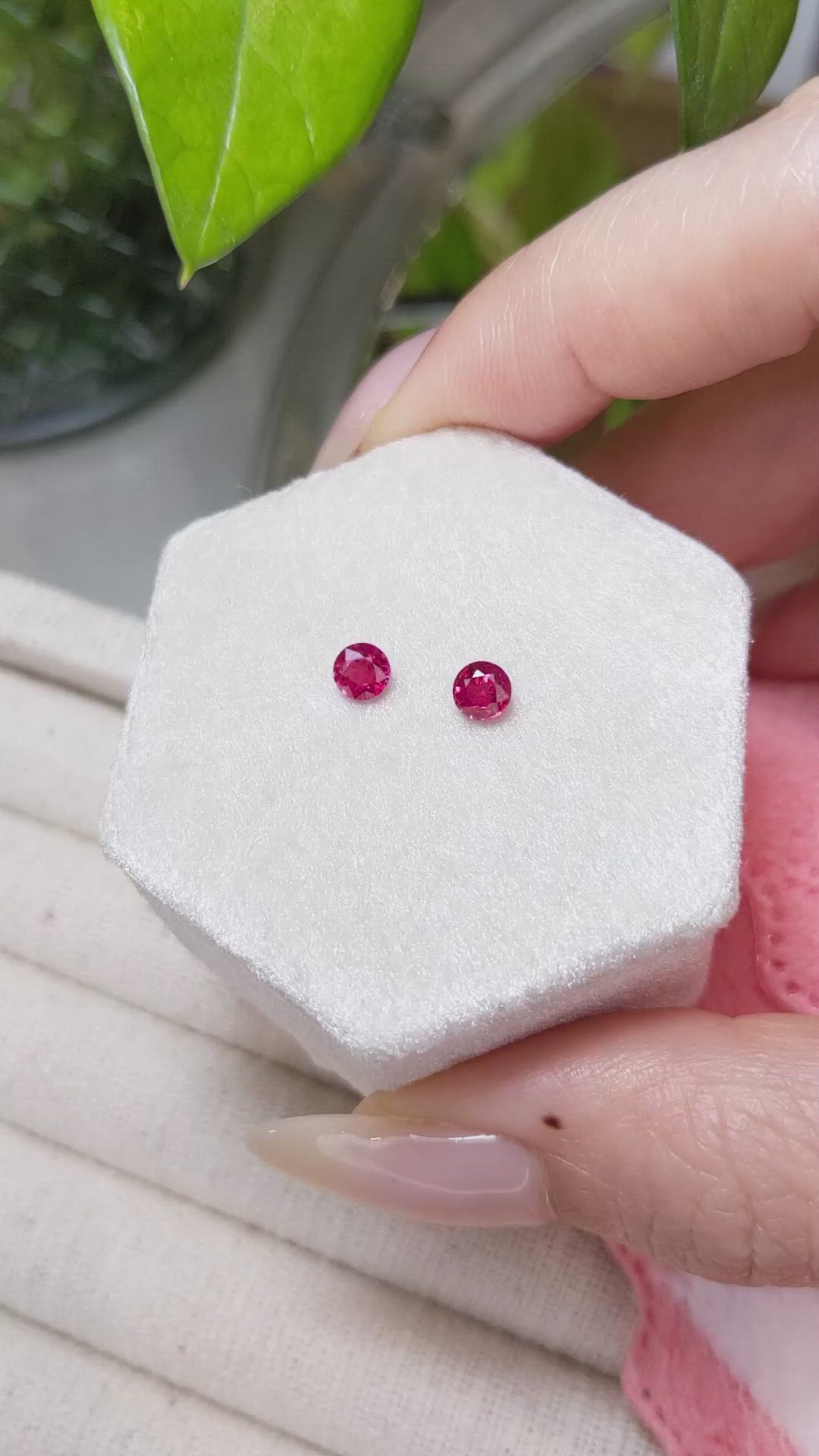 0.62 Ct.Tw.Total Carat Weight Ruby Pair from Mozambique Size Video