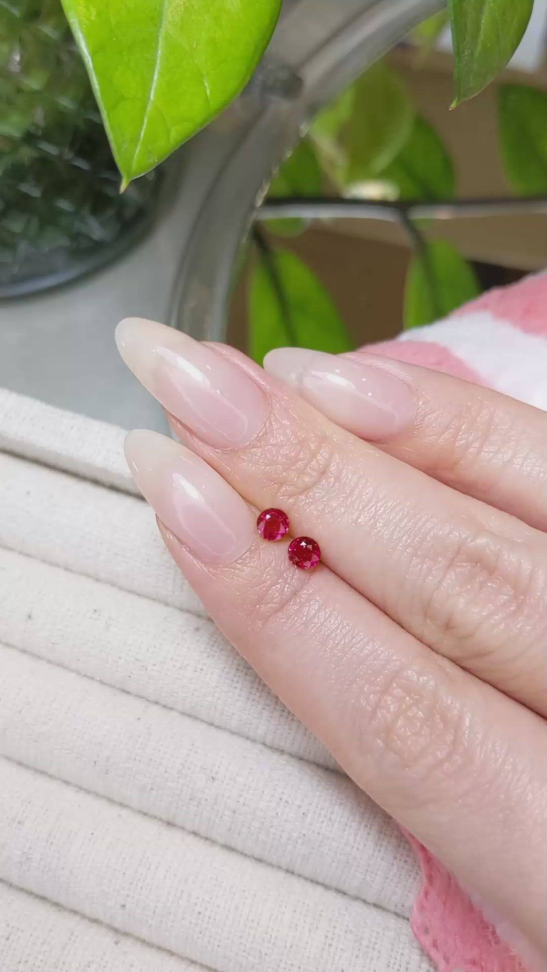 0.62 Ct.Tw.Total Carat Weight Ruby Pair from Mozambique Size Video