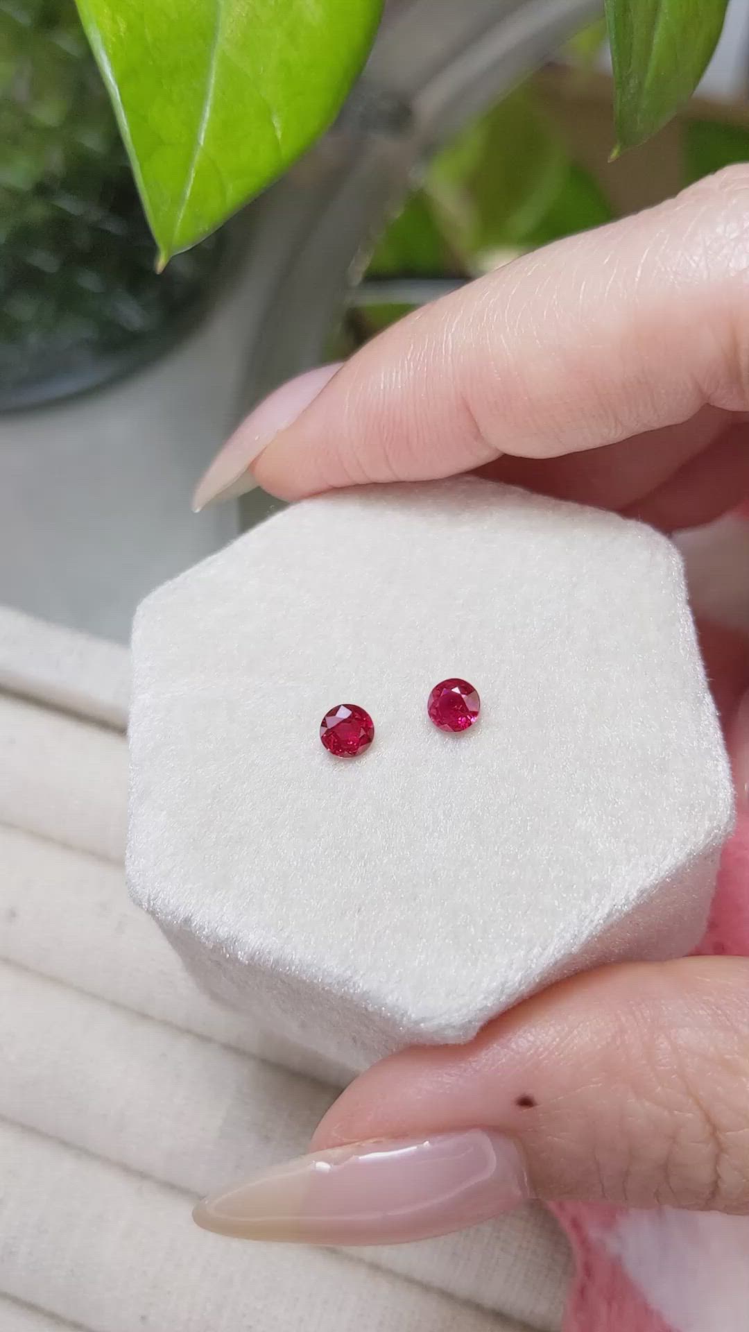 0.58 Ct.Tw.Total Carat Weight Ruby Pair from Mozambique Size Video