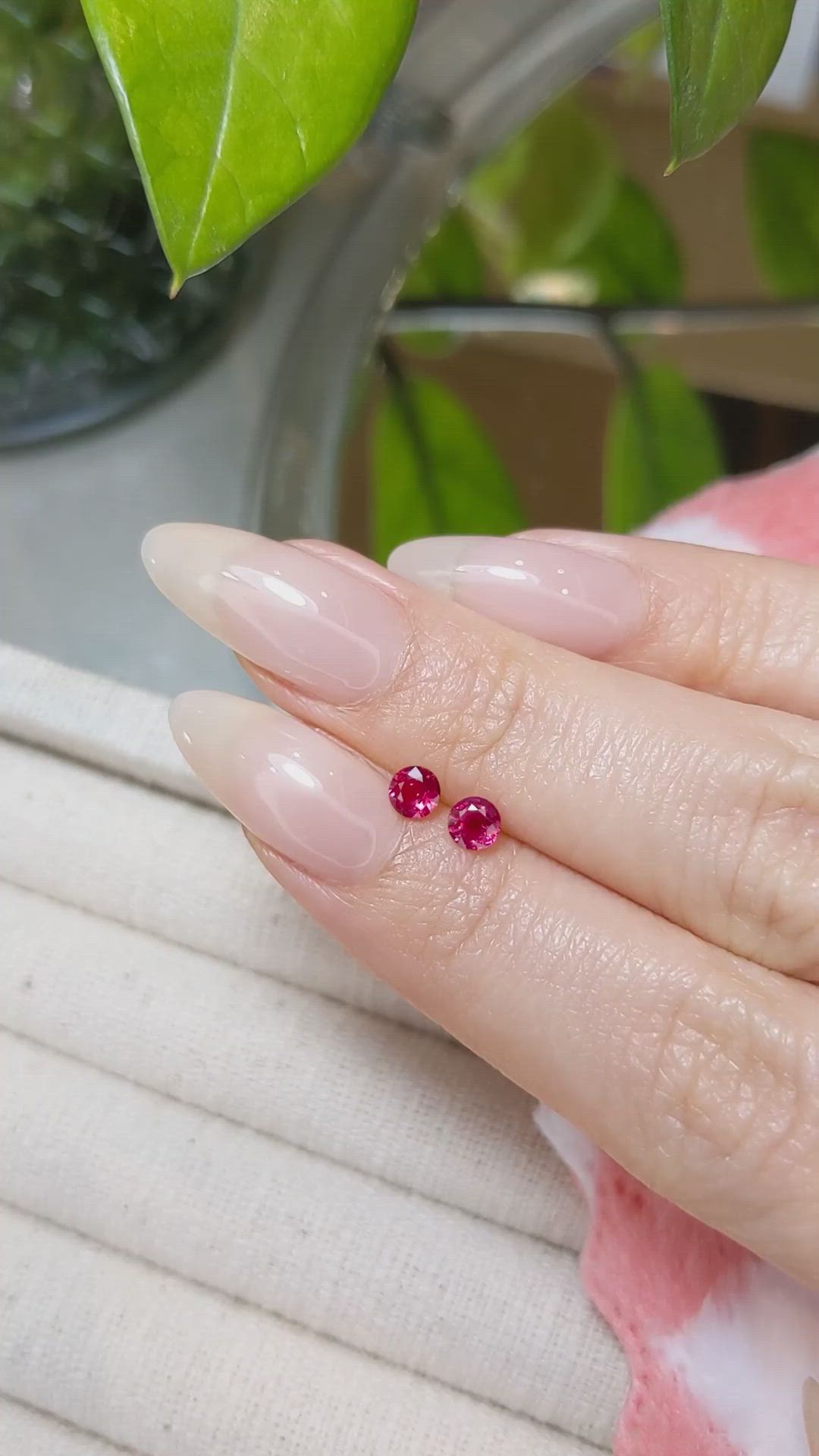 0.58 Ct.Tw.Total Carat Weight Ruby Pair from Mozambique Size Video