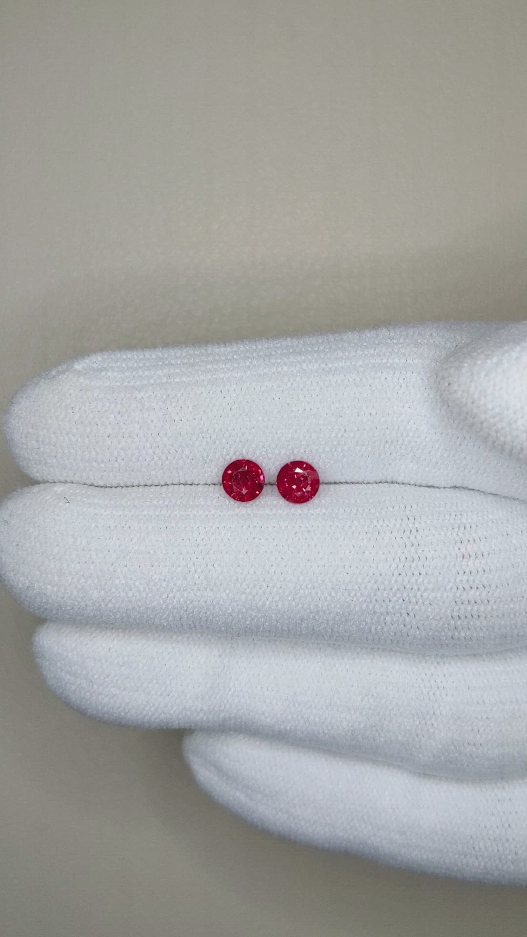 0.68 Ct.Tw.Total Carat Weight Ruby Pair from Mozambique Size Video